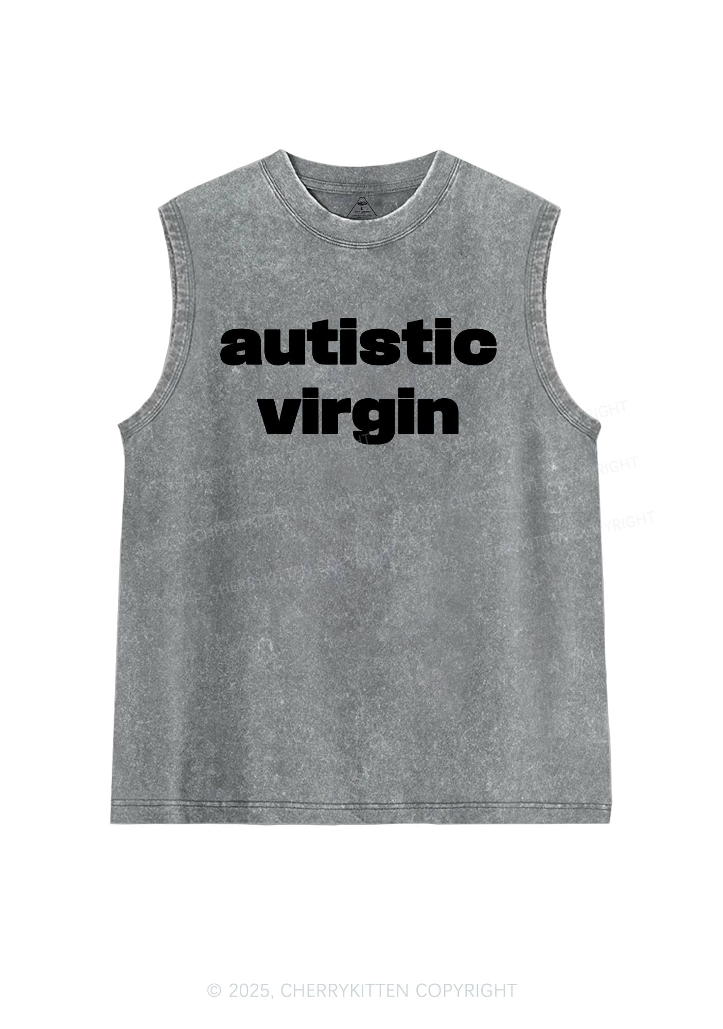 Autistic Virgin Y2K Washed Muscle Tank Cherrykitten