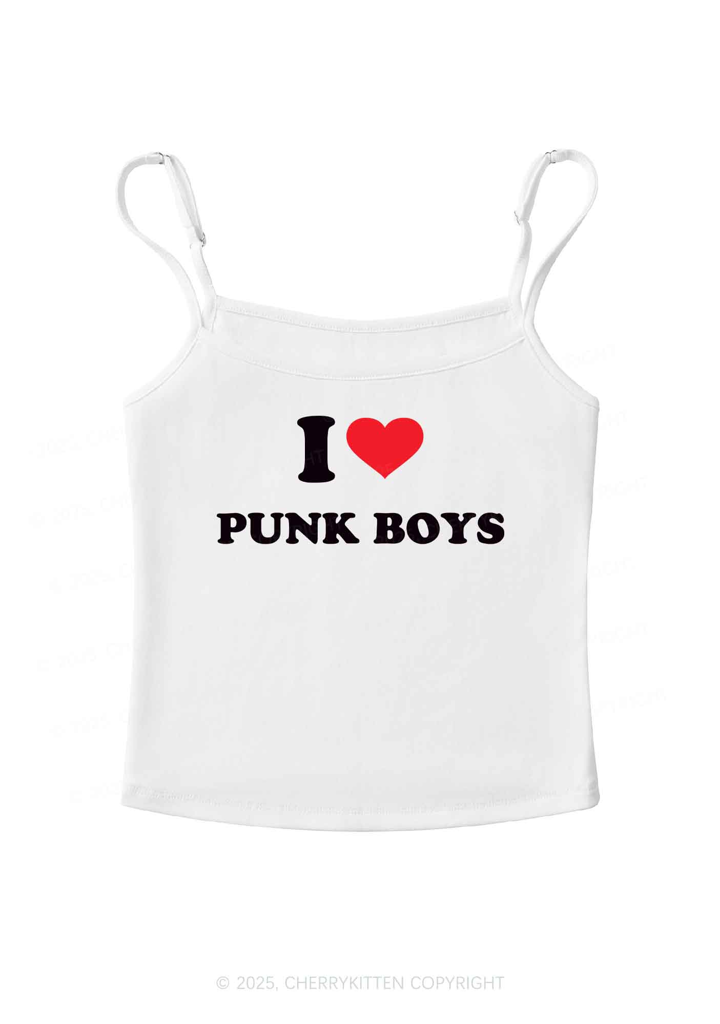I Love Punk Boys Y2K Spaghetti Strap Cami Cherrykitten