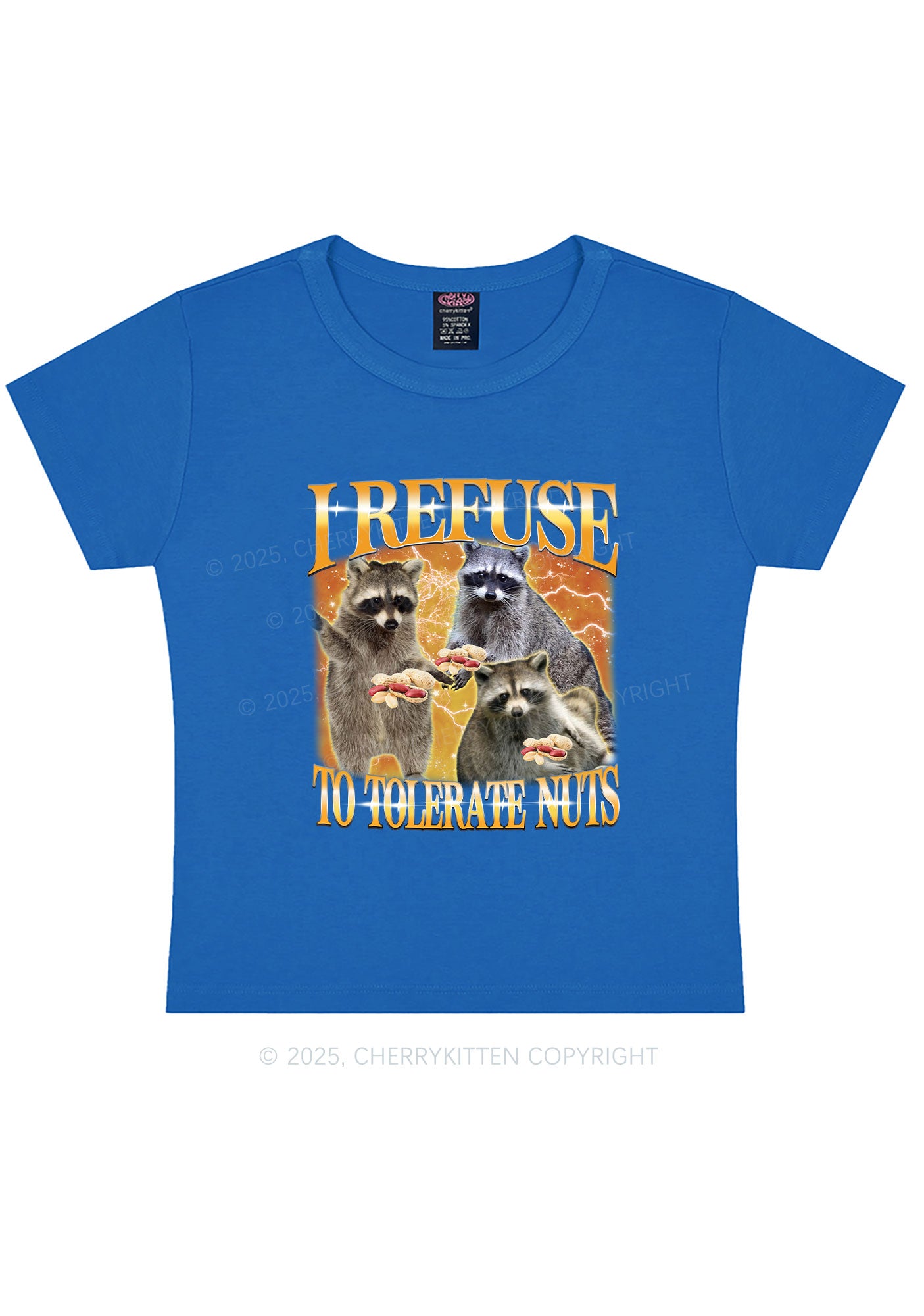 Retro Raccoon Nuts Y2K Baby Tee Cherrykitten