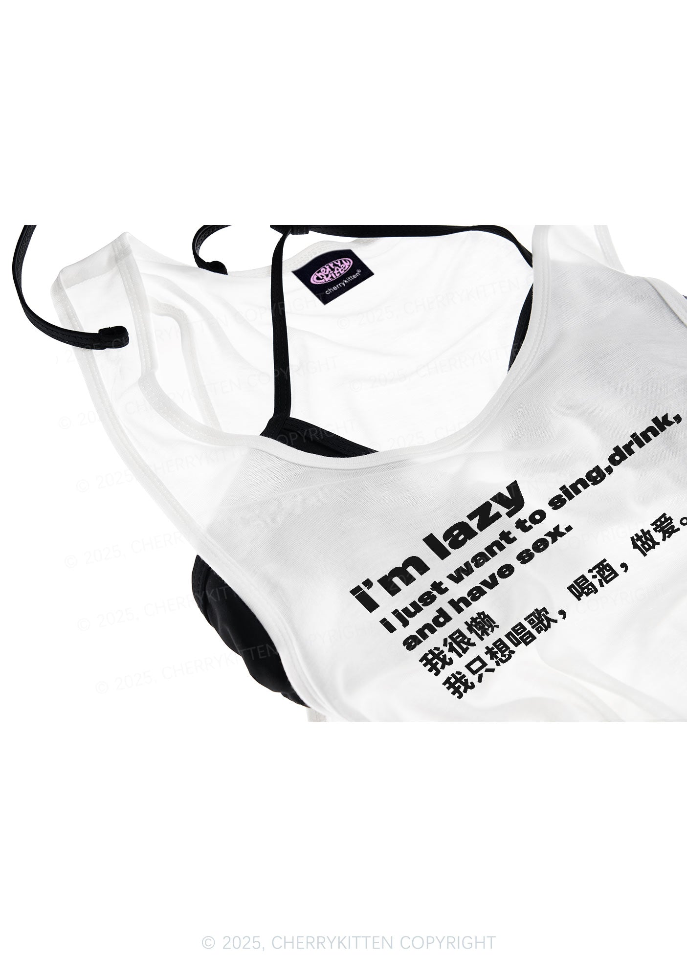 Im Lazy Y2K Sheer Boyfriend Tank Cherrykitten