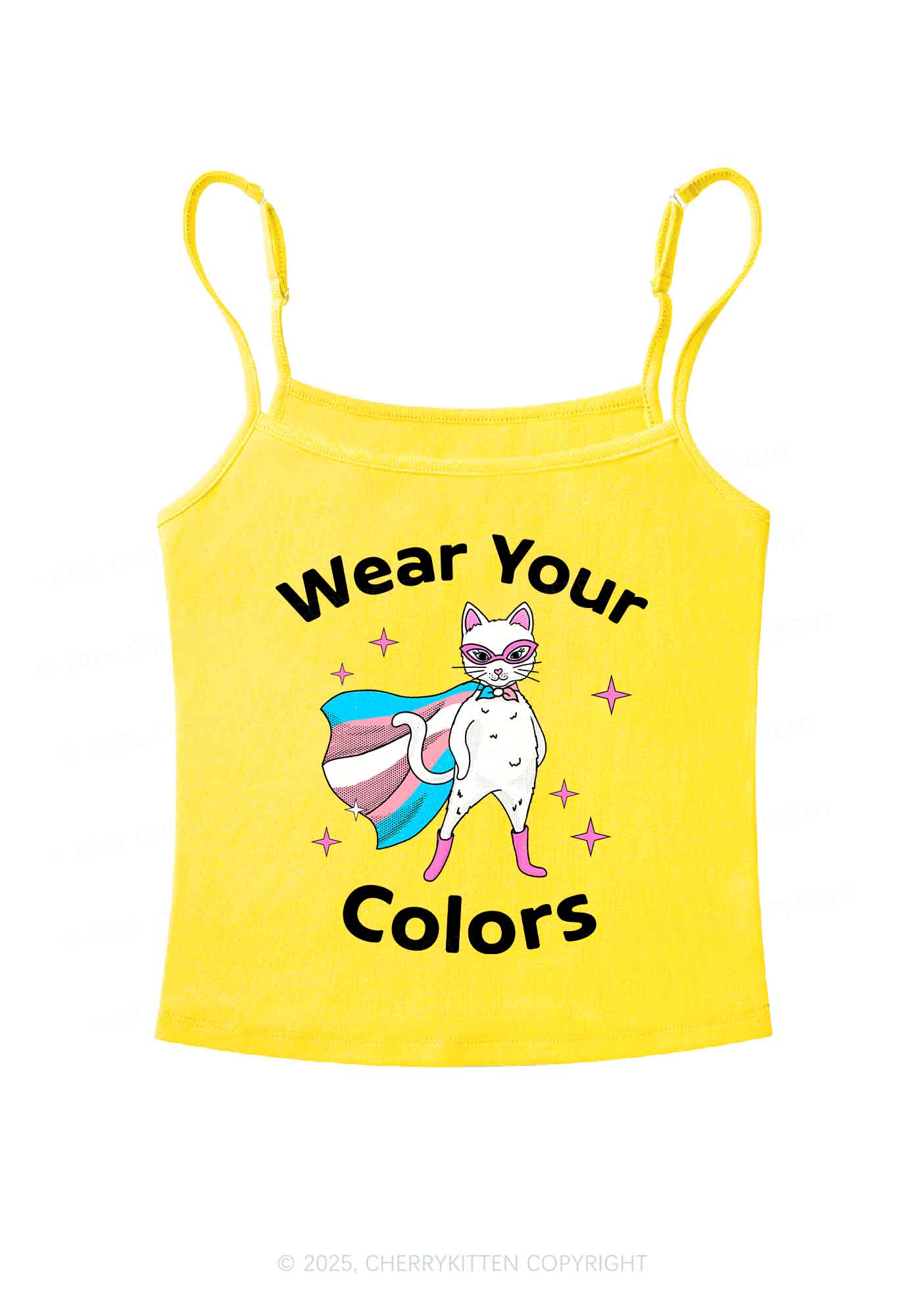 Transgender Flag Cat Pride Y2K Spaghetti Strap Cami Cherrykitten