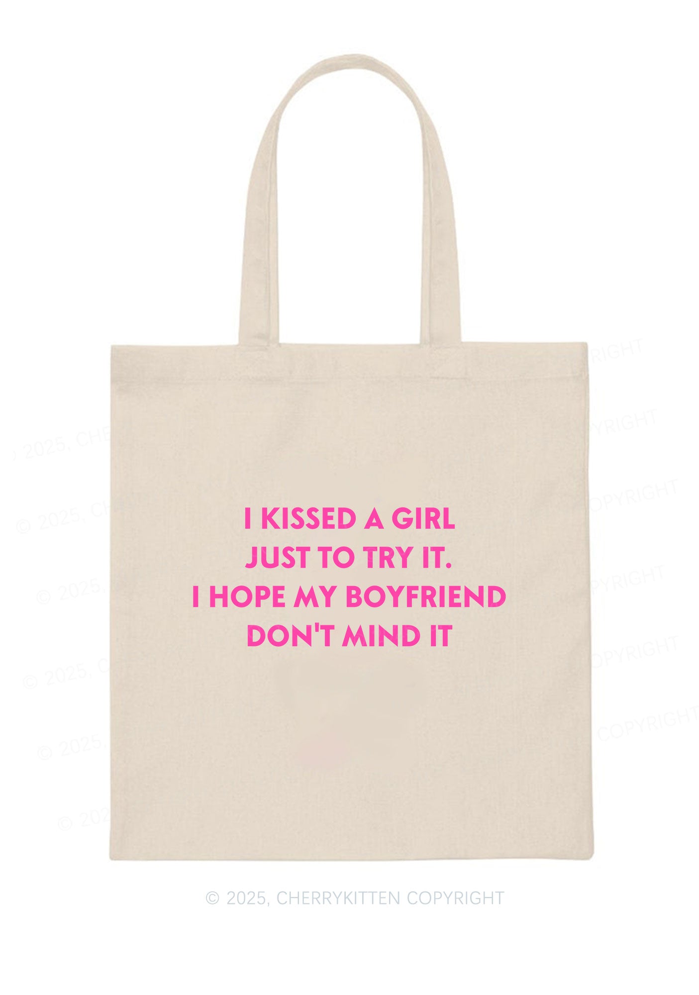 I Just Kissed A Girl Pride Y2K Canvas Tote Bag Cherrykitten