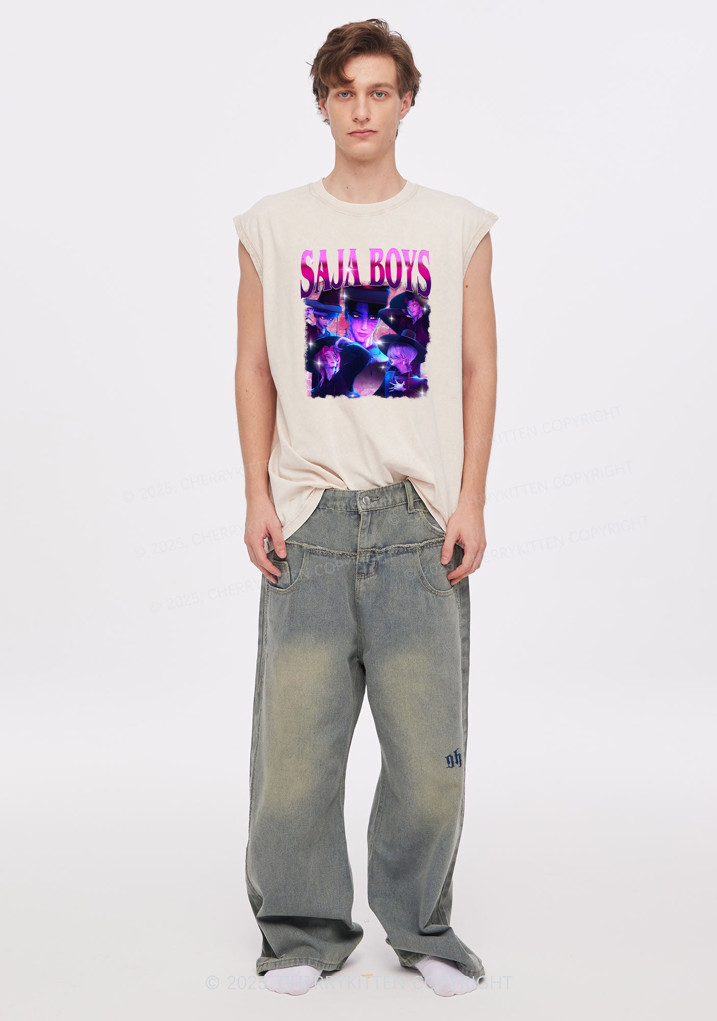 Kpop Boy Group Y2K Washed Muscle Tank Cherrykitten
