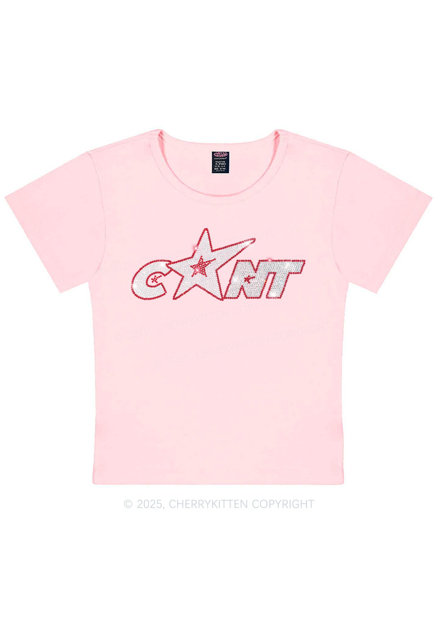 Rhinestone Star Cxxt Y2K Baby Tee Cherrykitten