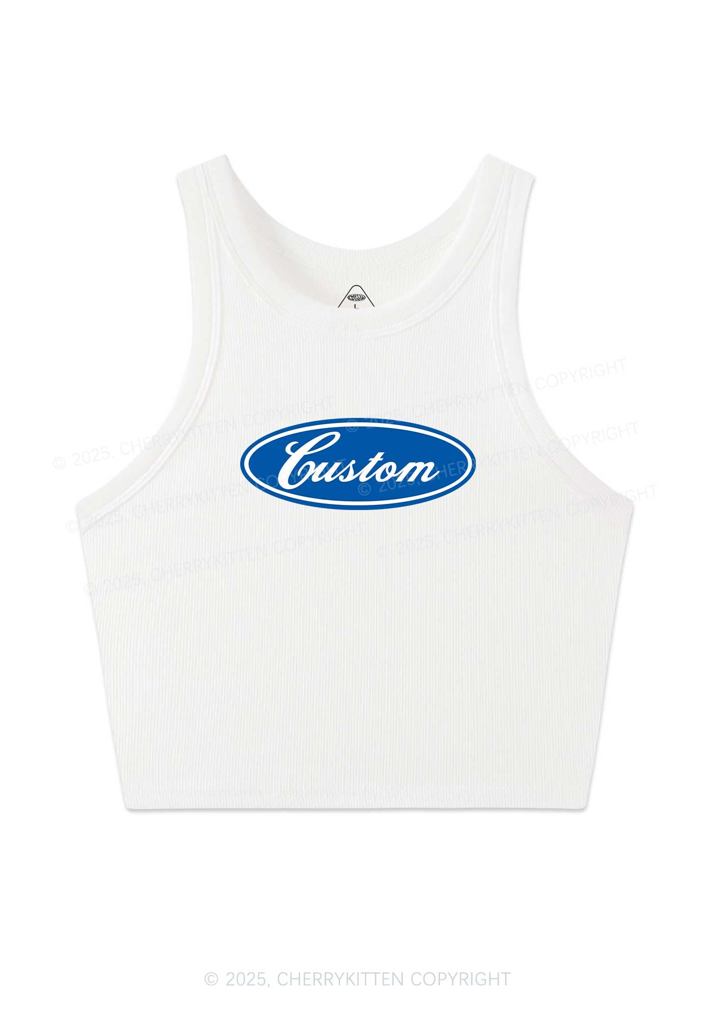 Oval Custom Text Y2K Crop Tank Top Cherrykitten