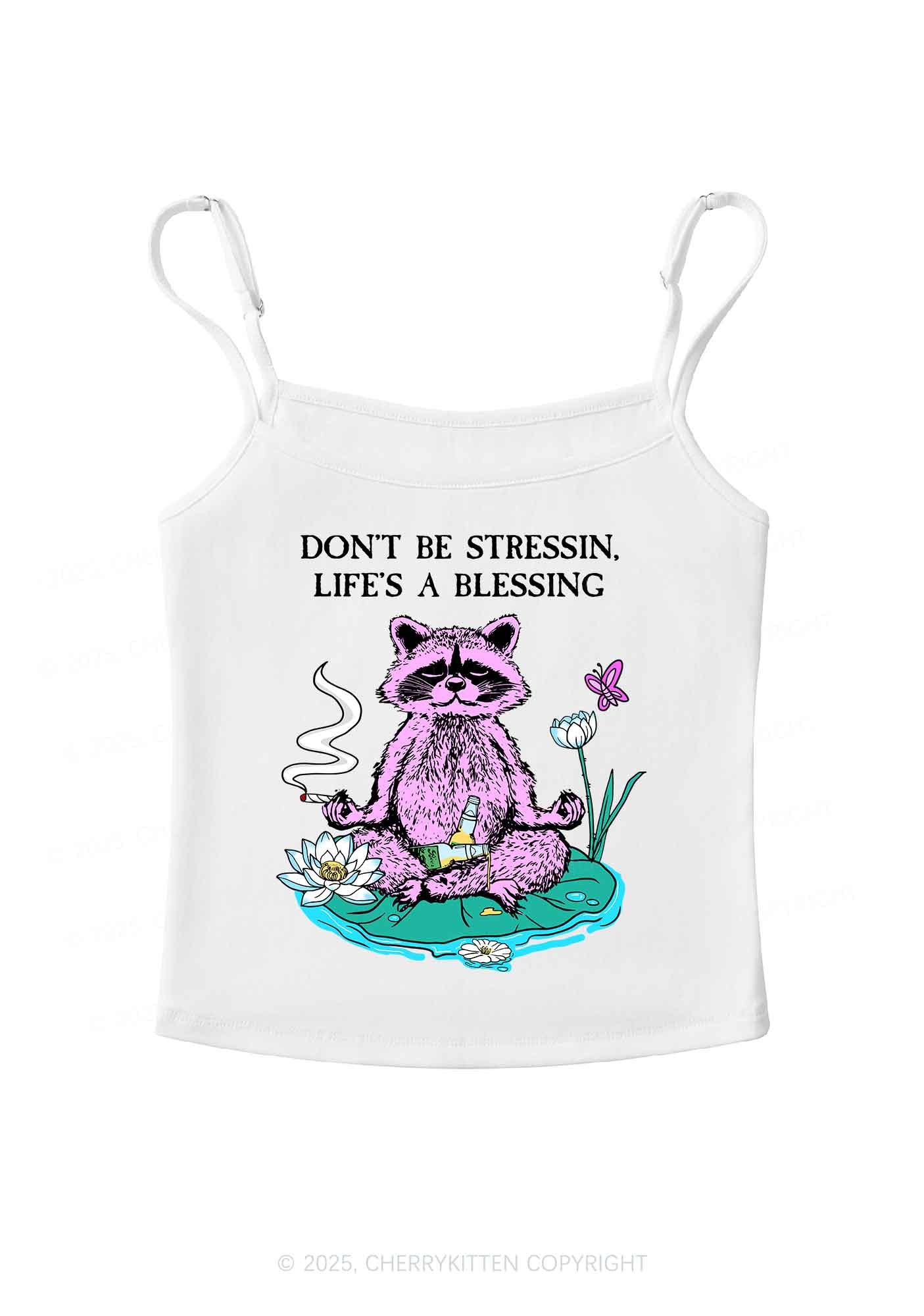 Dont Stress Raccoon Y2K Spaghetti Strap Cami Cherrykitten