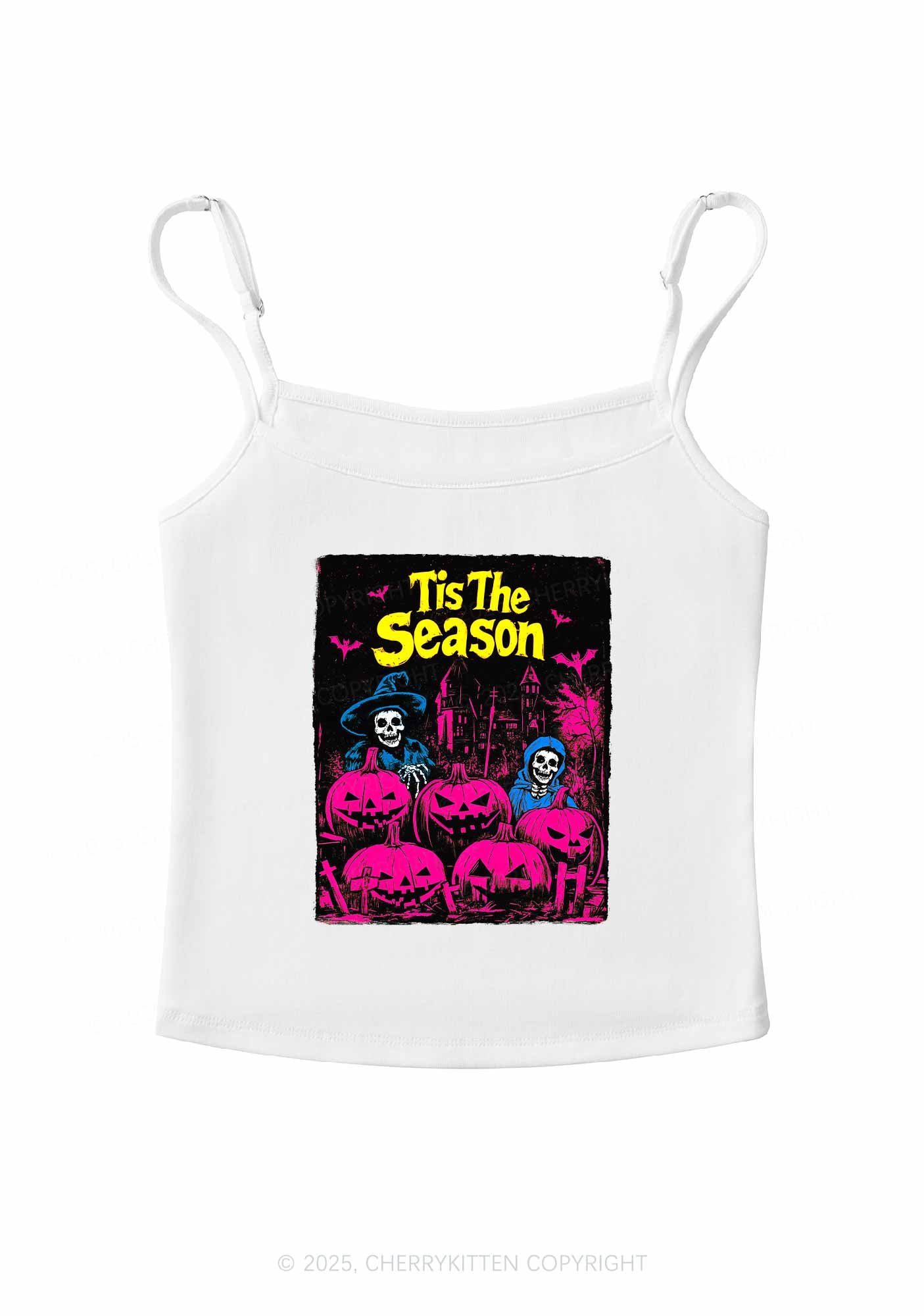 Halloween Tis The Season Skull Y2K Spaghetti Strap Cami Cherrykitten