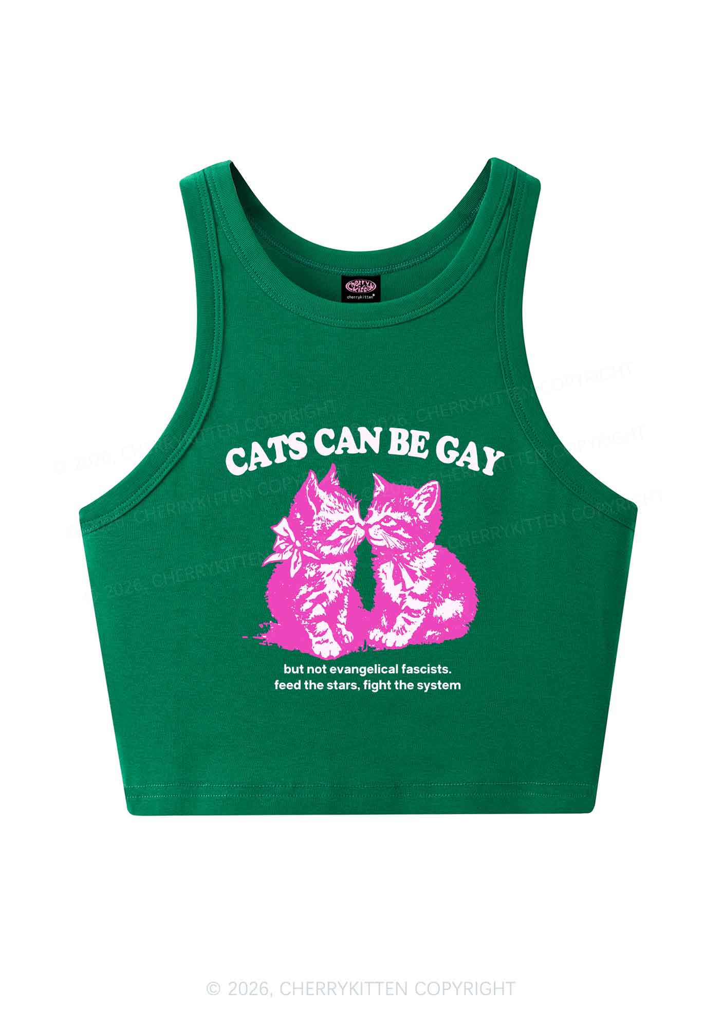 Cat Can Be Gay Pride Y2K Crop Tank Top Cherrykitten
