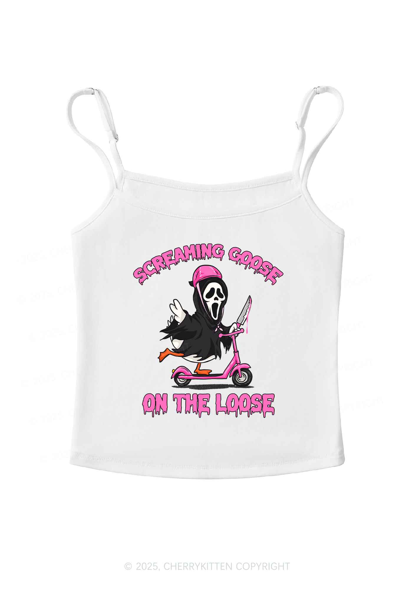 Halloween Screaming Goose On Loose Y2K Spaghetti Strap Cami Cherrykitten