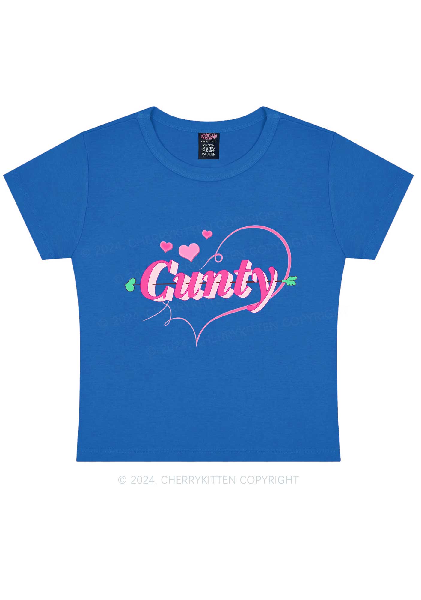 Cunty Pink Heart Y2K Valentine's Day Baby Tee Cherrykitten