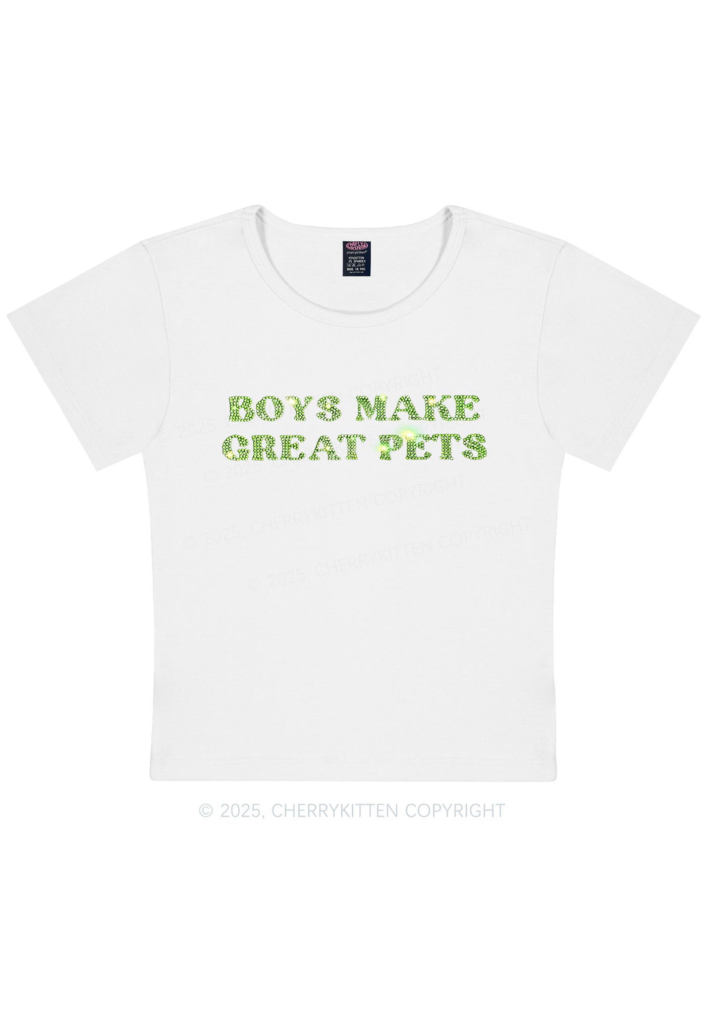 Curvy Rhinestone Boys Make Gr8 Pets Y2K Baby Tee Cherrykitten