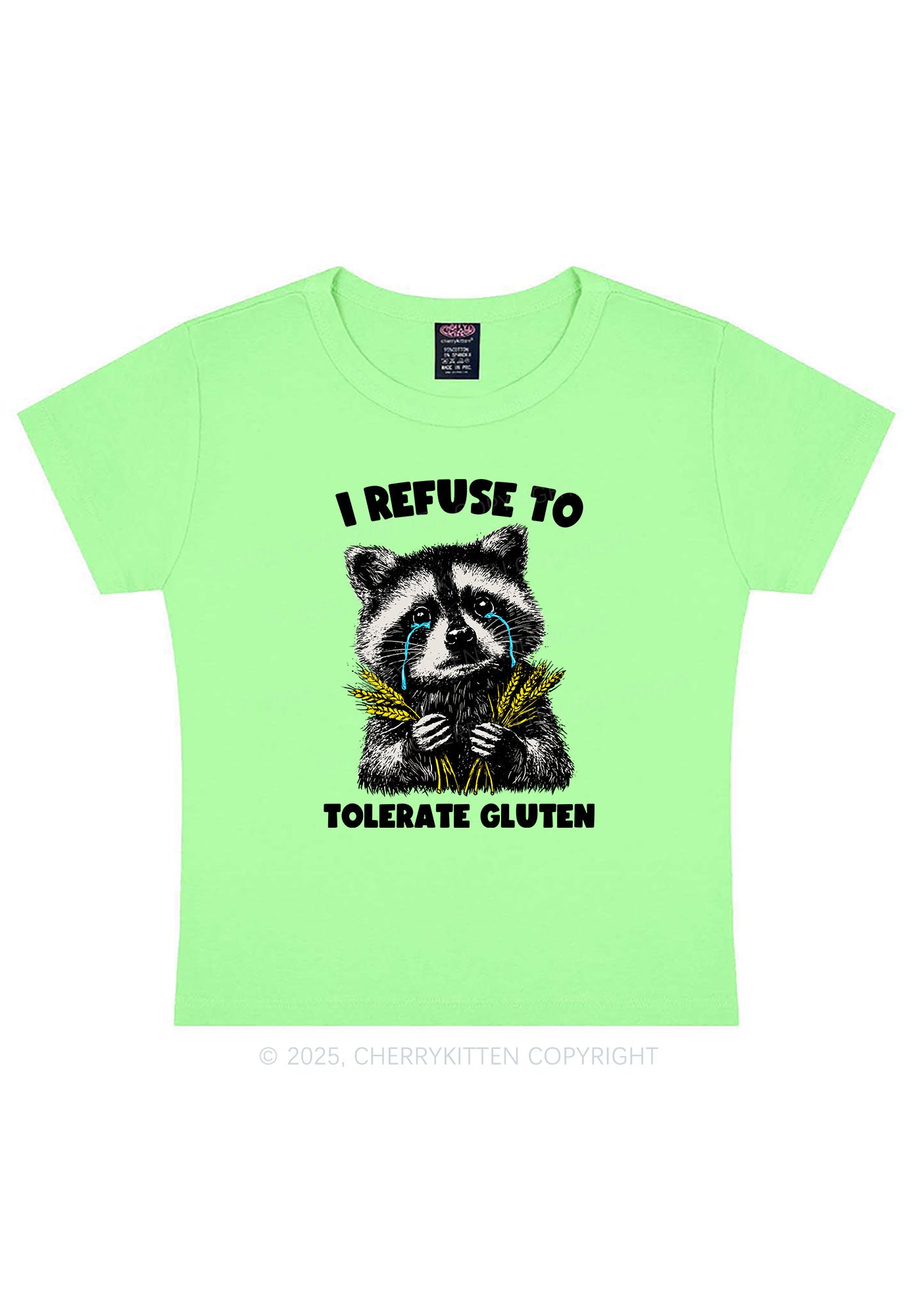 Refuse To Tolerate Gluten Y2K Baby Tee Cherrykitten