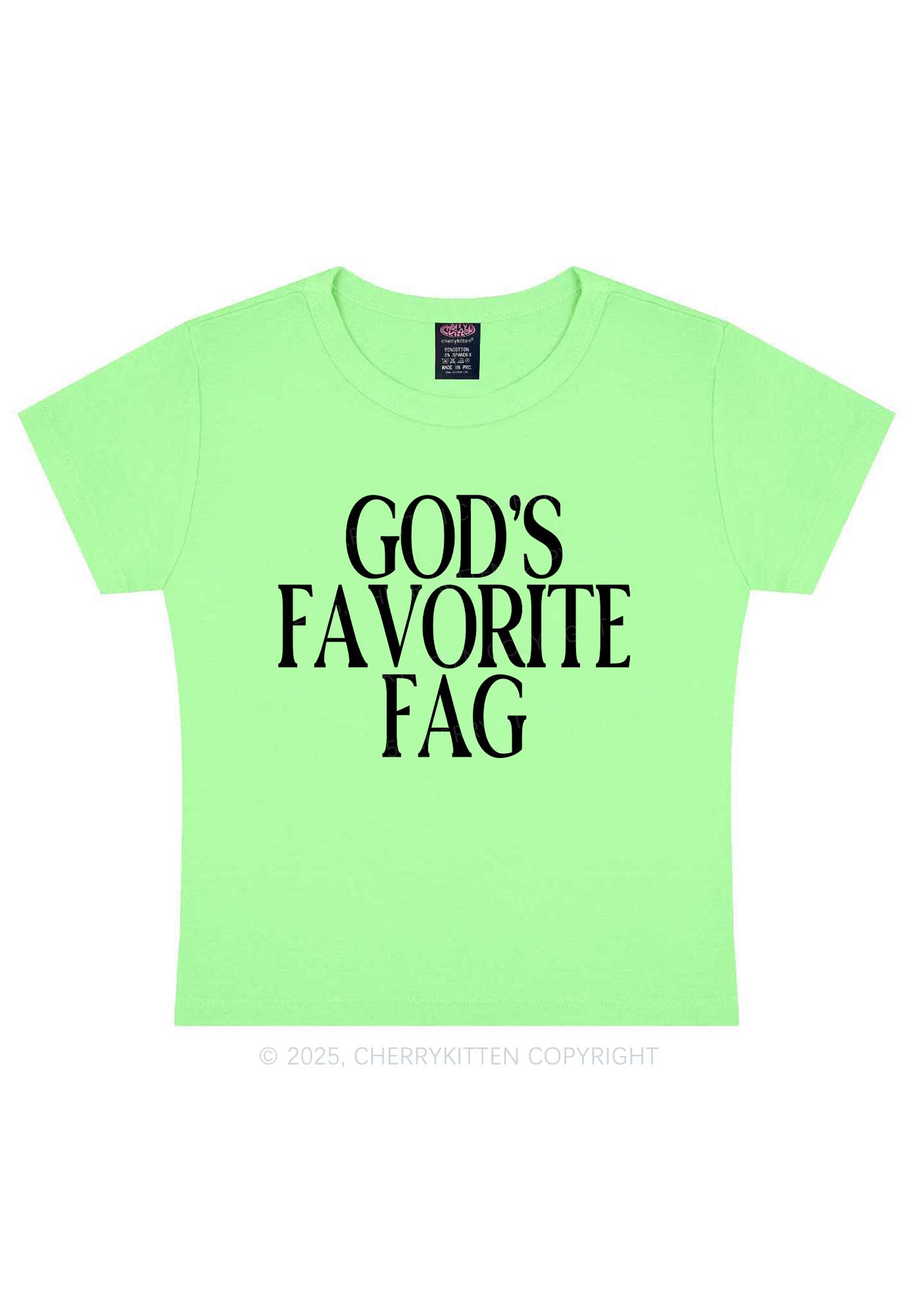 Gods Favorite Fag Pride Y2K Baby Tee Cherrykitten