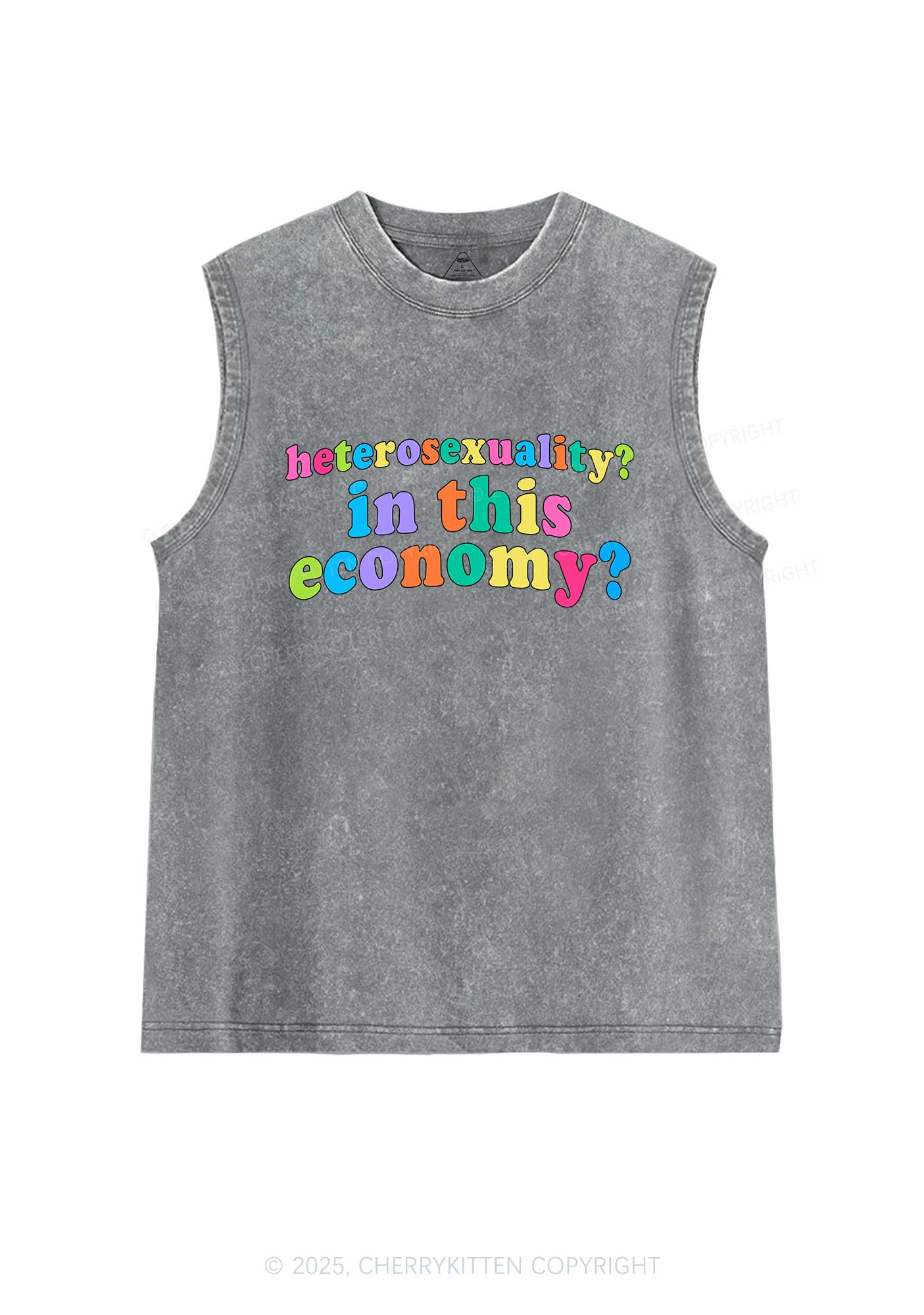Heterosexuality In This Economy Pride Y2K Washed Muscle Tank Cherrykitten
