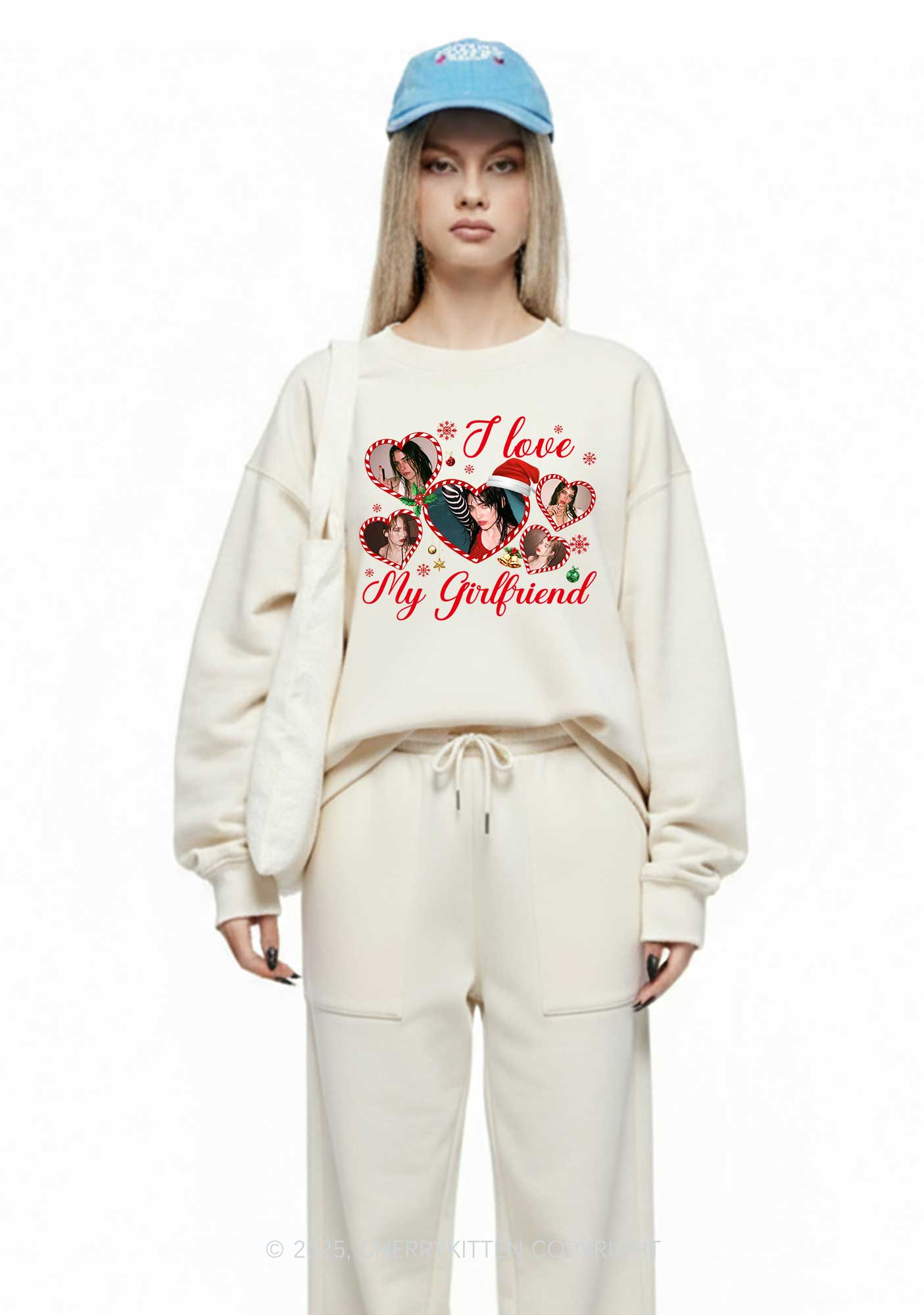 Custom Christmas I Love My GF Y2K Fleece Sweatshirts Set Cherrykitten