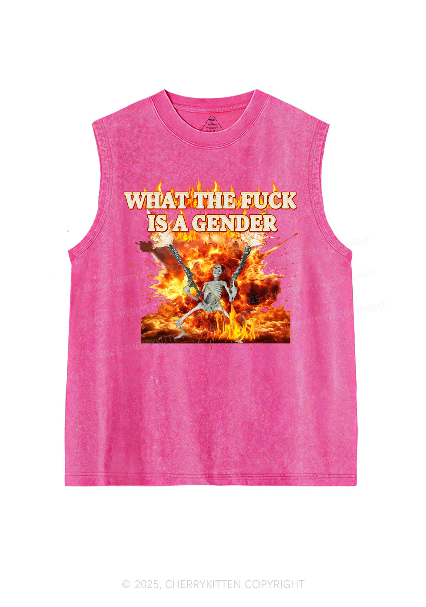 Skeleton Gender Y2K Washed Muscle Tank Cherrykitten