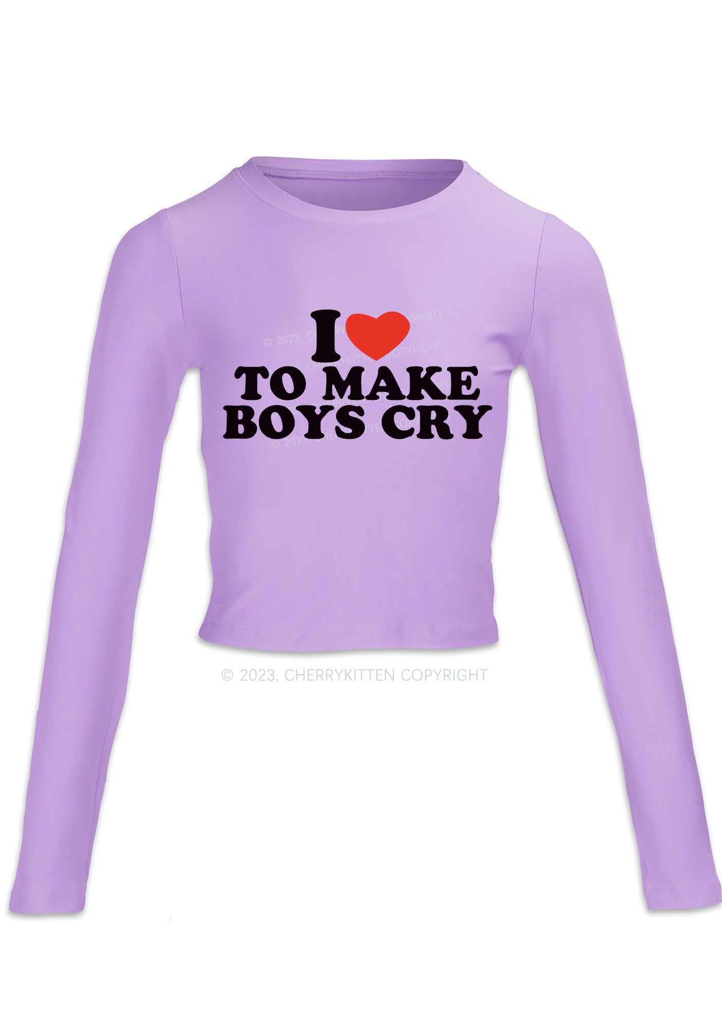 Love To Make Boys Cry Long Sleeve Crop Top Cherrykitten