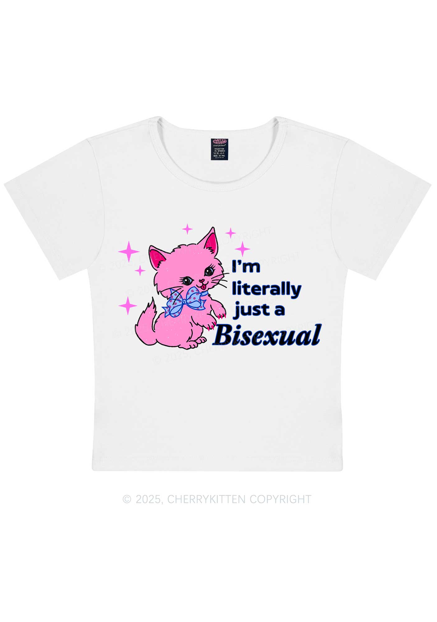 Literally Just A Bisexual Pride Y2K Baby Tee Cherrykitten