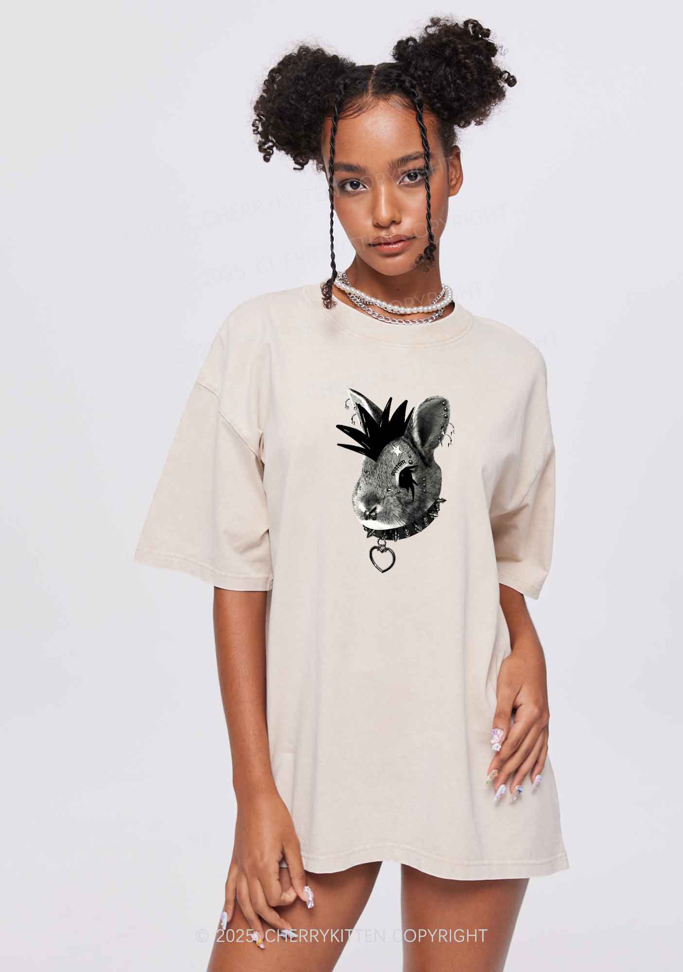 Custom Punk Pet Y2K Shirts Washed Tee Cherrykitten