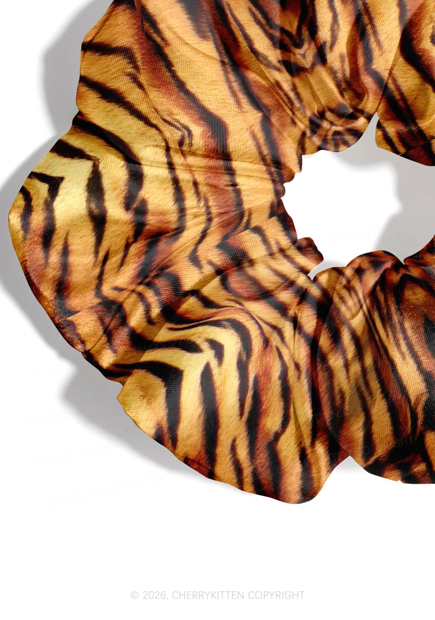 Brown Tiger Stripe Y2K Hair Scrunchie Cherrykitten