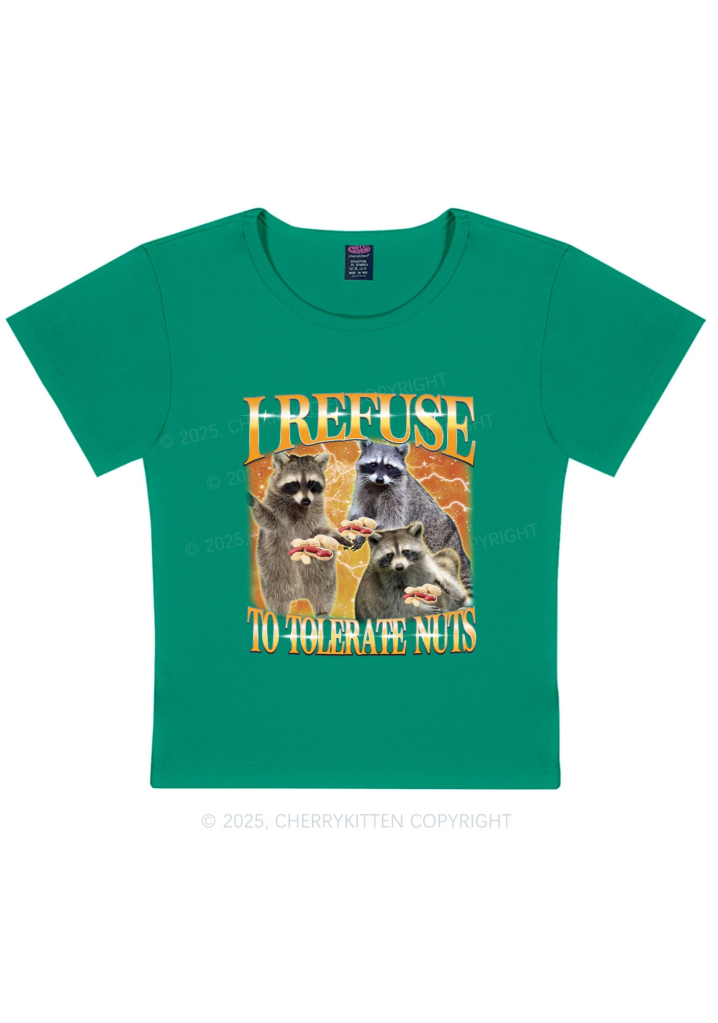 Retro Raccoon Nuts Y2K Baby Tee Cherrykitten
