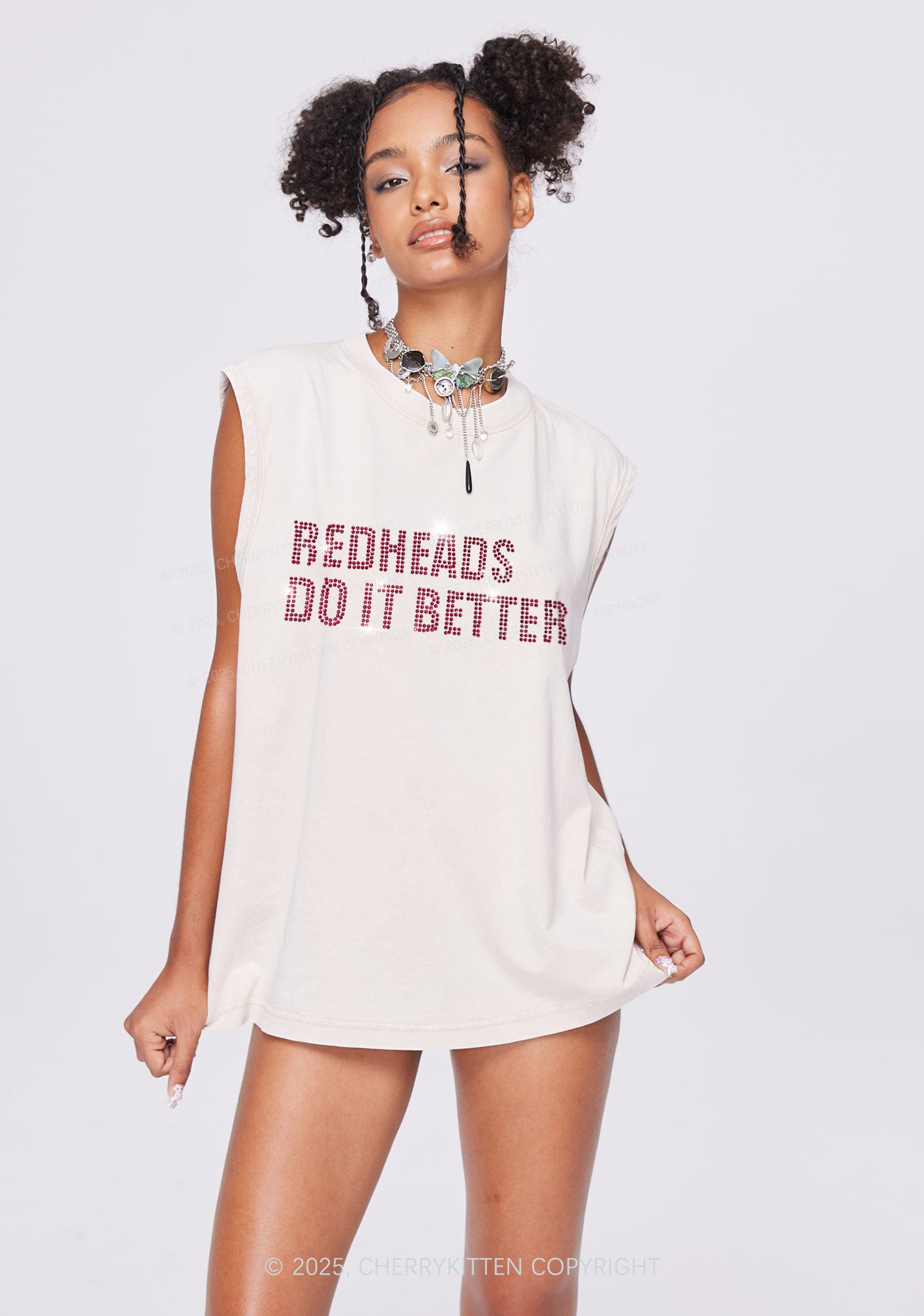 Rhinestone Redheads Do It Better Y2K Washed Muscle Tank Cherrykitten