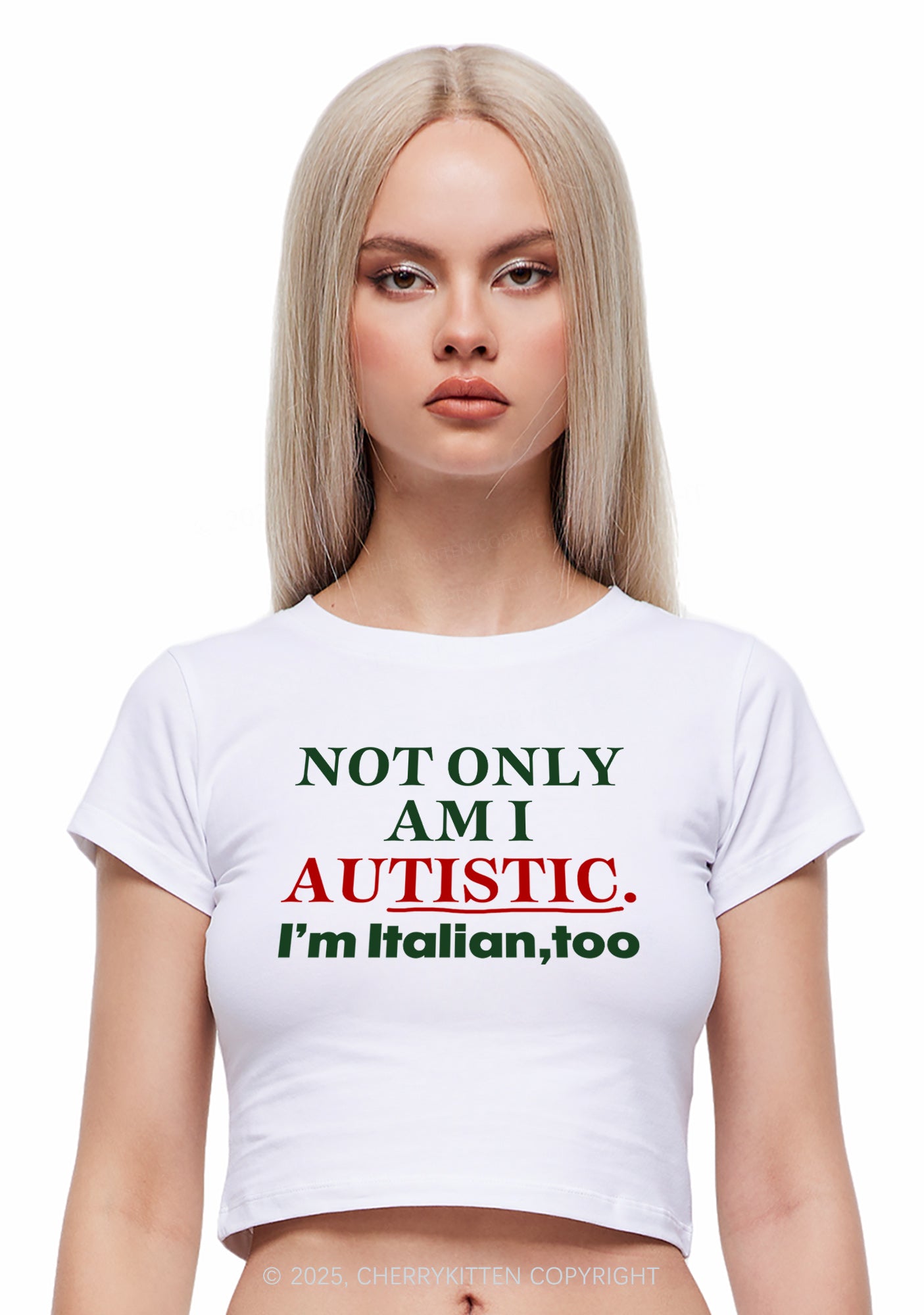 Not Only Autistic Y2K Baby Tee Cherrykitten
