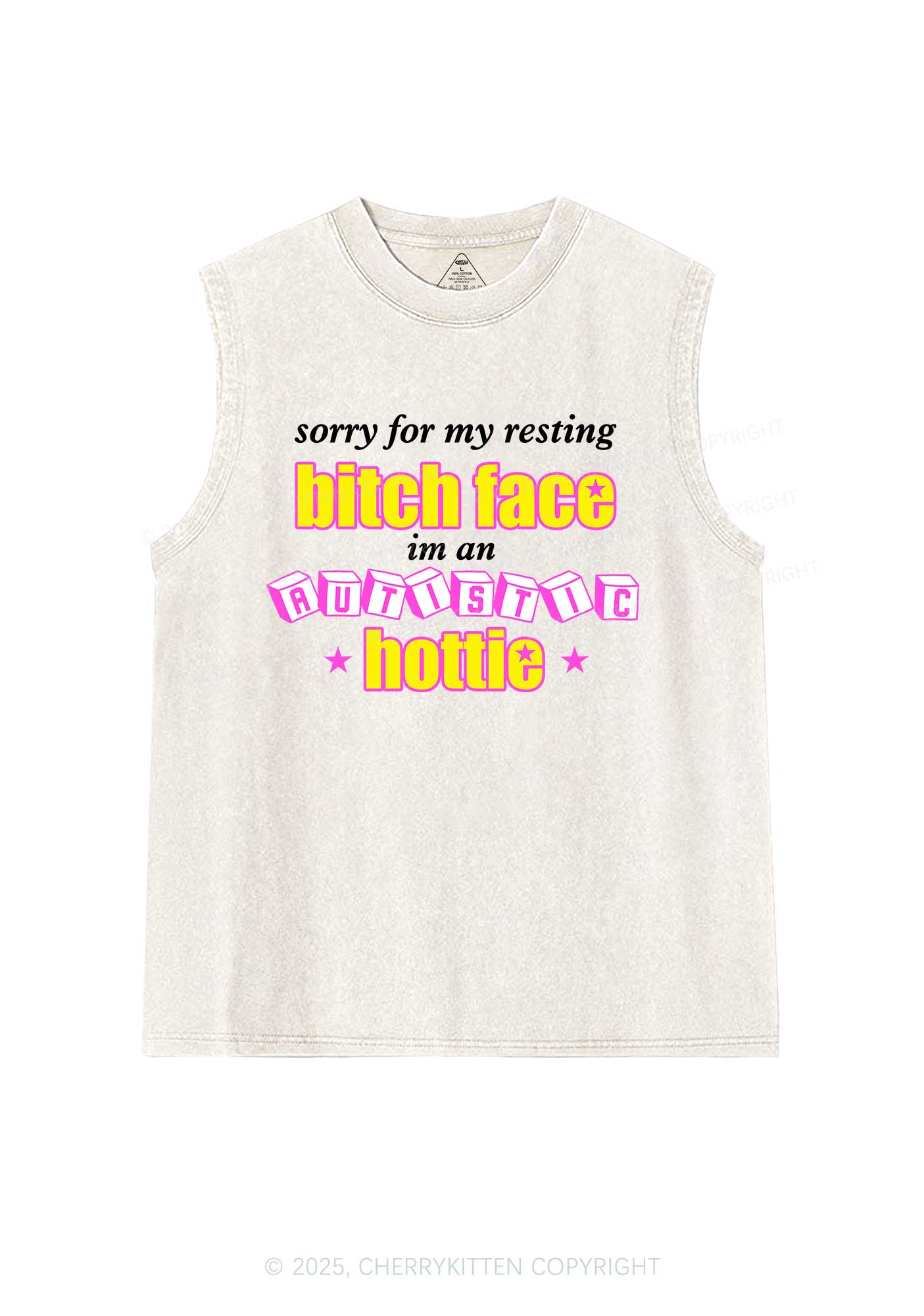 Autistic Hottie Y2K Washed Muscle Tank Cherrykitten