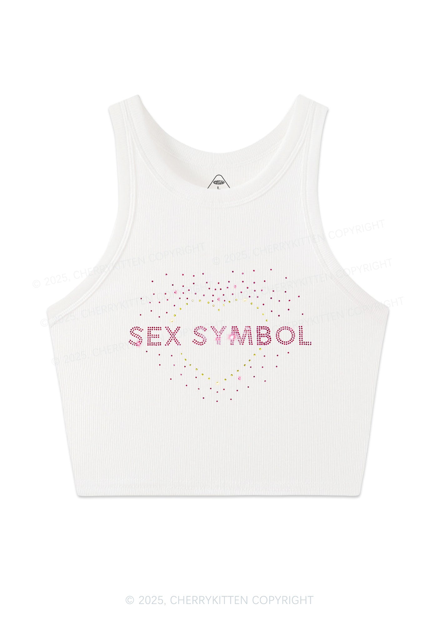 Rhinestone Sx Symbol Y2K Crop Tank Top Cherrykitten