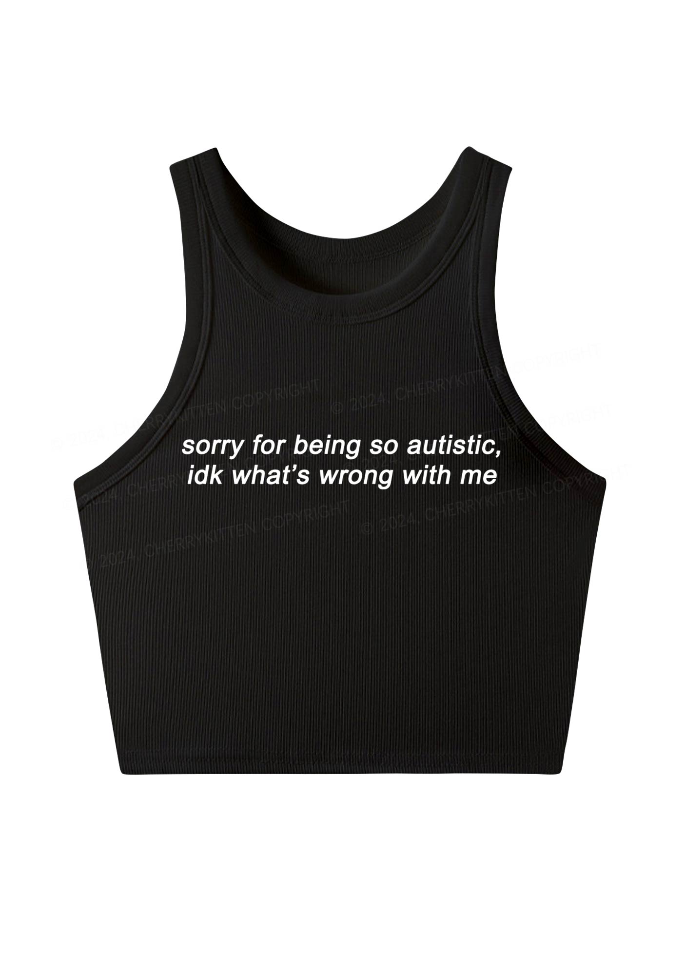 Sorry For Being Autistic Y2K Crop Tank Top Cherrykitten