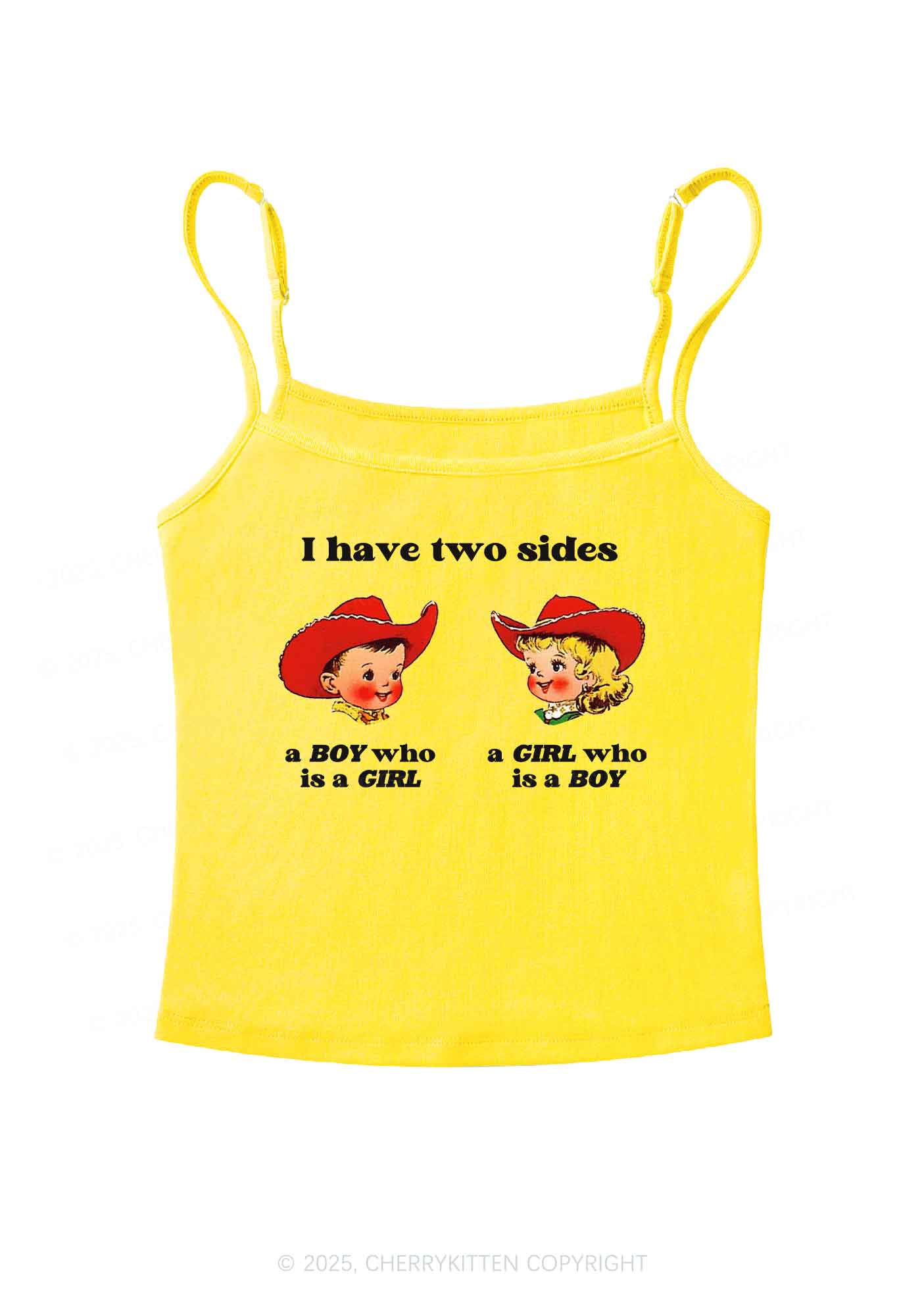 I Have Two Sides Pride Y2K Spaghetti Strap Cami Cherrykitten