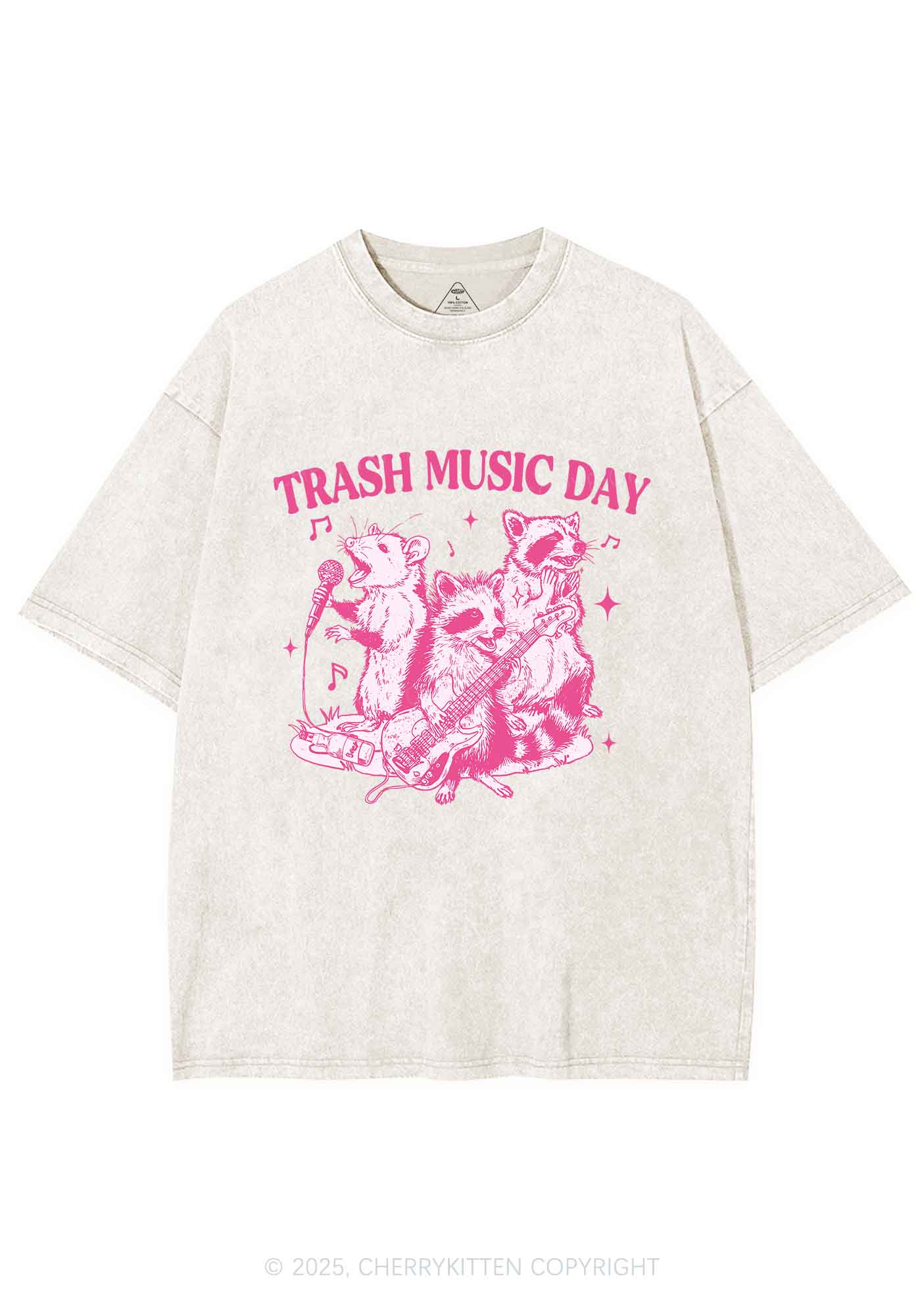 Trash Music Day Y2K Shirts Washed Tee Cherrykitten