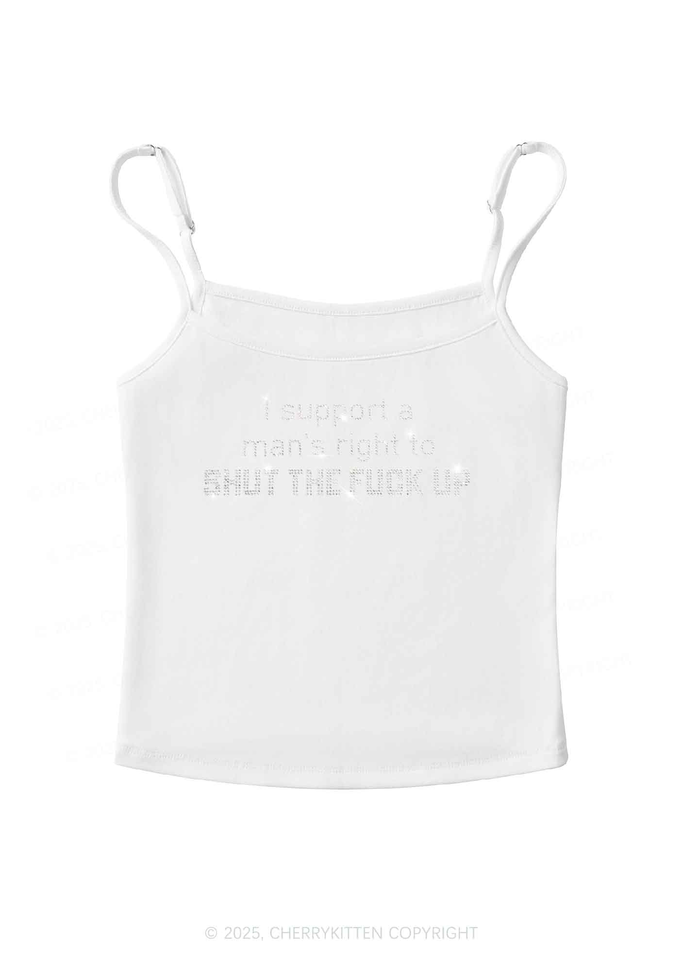 Rhinestone I Support A Mans Right Y2K Spaghetti Strap Cami Cherrykitten