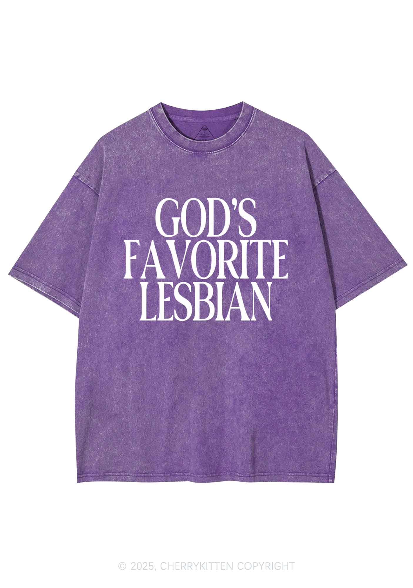 Gods Favorite Lesbian Pride Y2K Shirts Washed Tee Cherrykitten