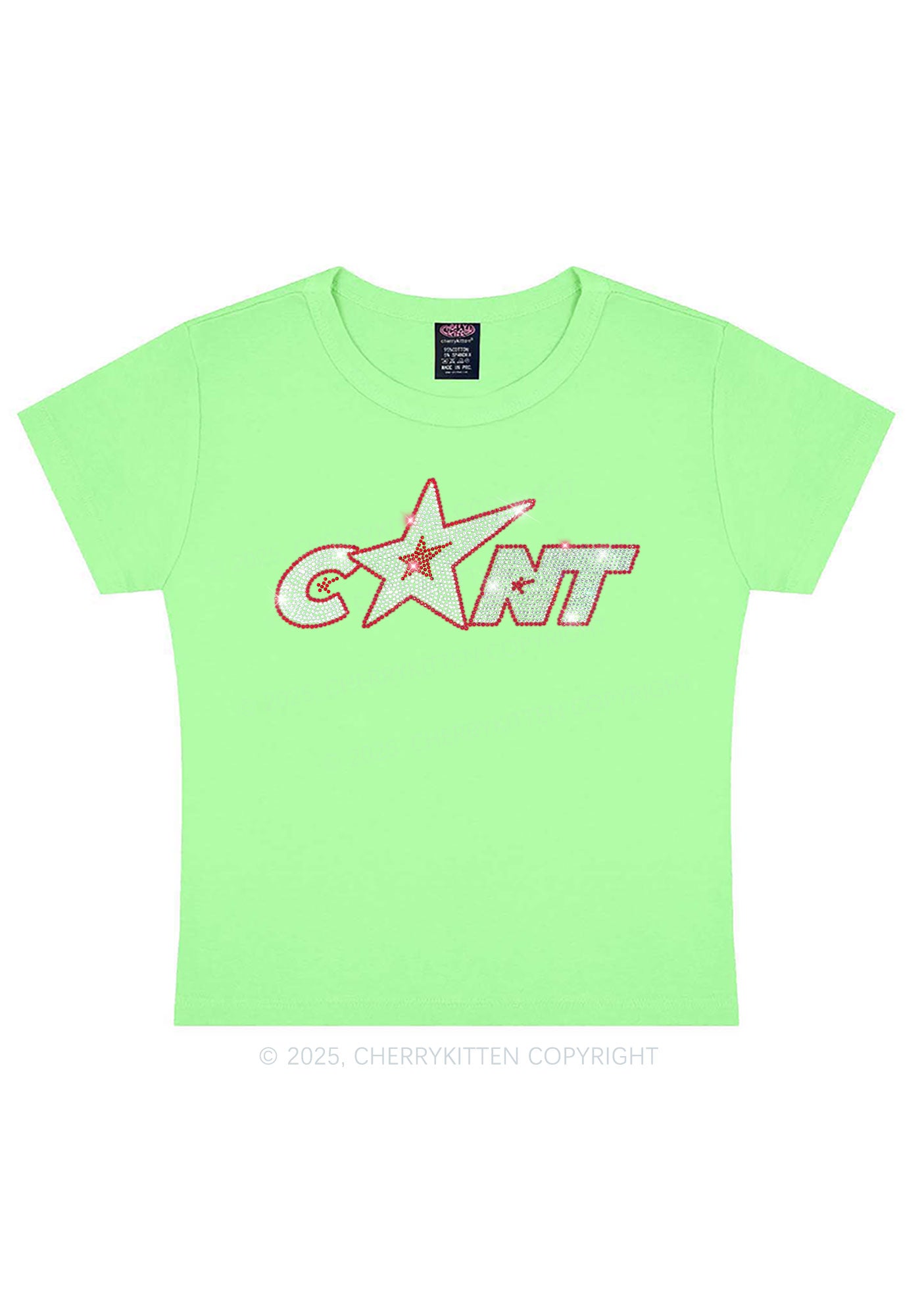 Rhinestone Star Cxxt Y2K Baby Tee Cherrykitten