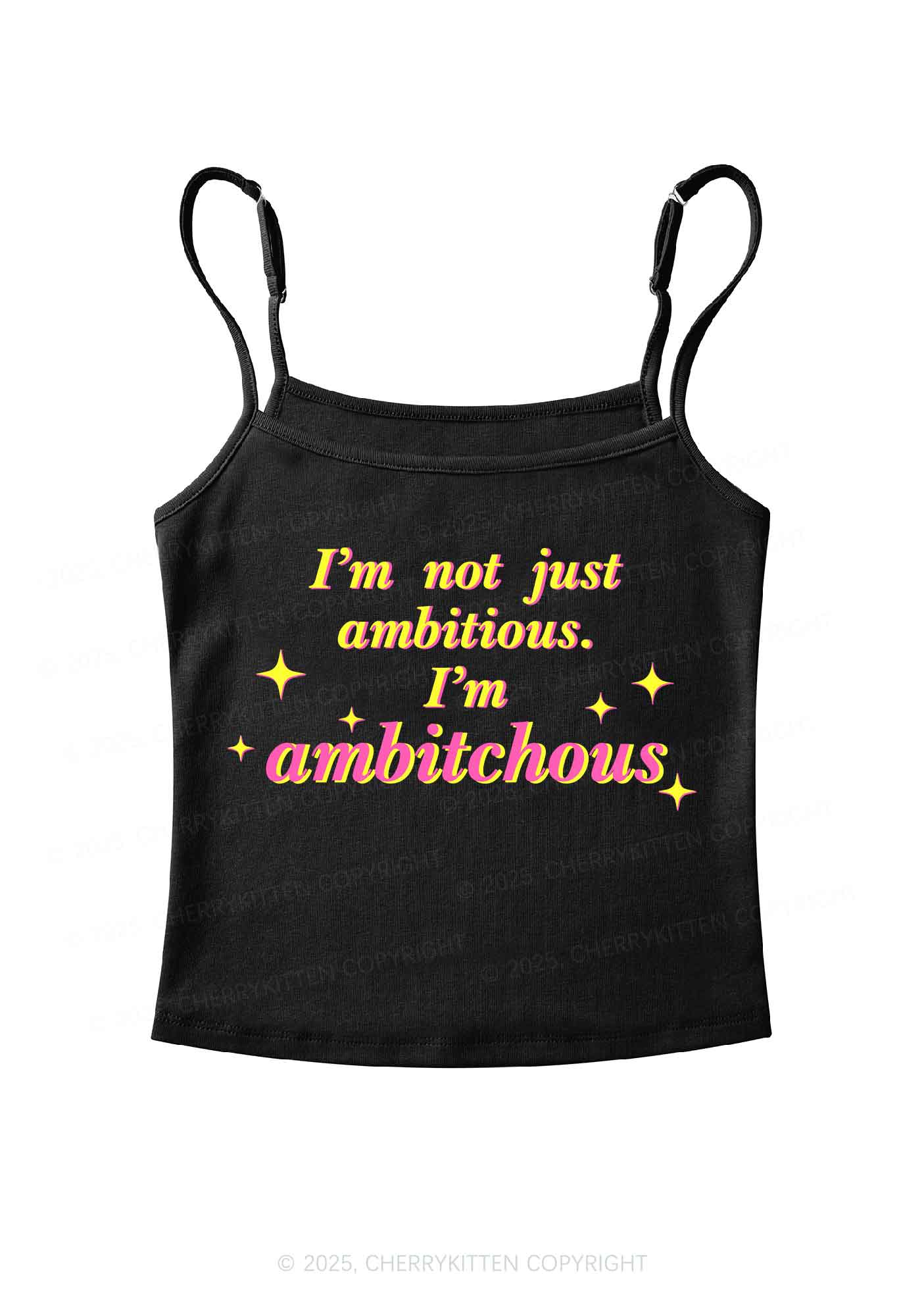 Not Ambitious Im Ambxxchous Y2K Spaghetti Strap Cami Cherrykitten