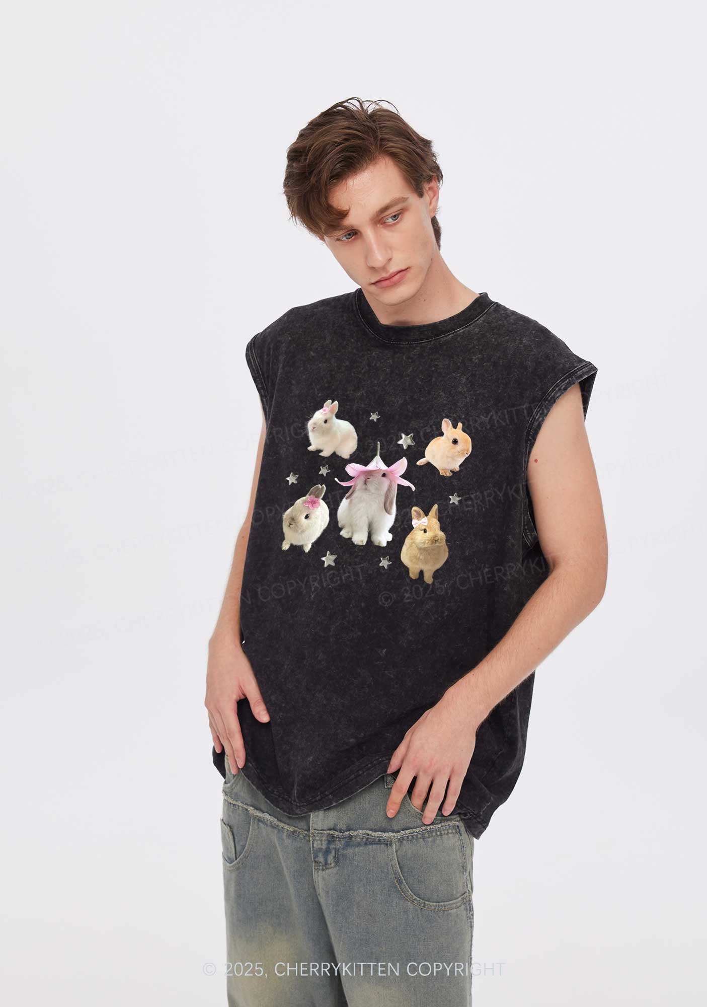 Lovely Rabbits Y2K Washed Muscle Tank Cherrykitten