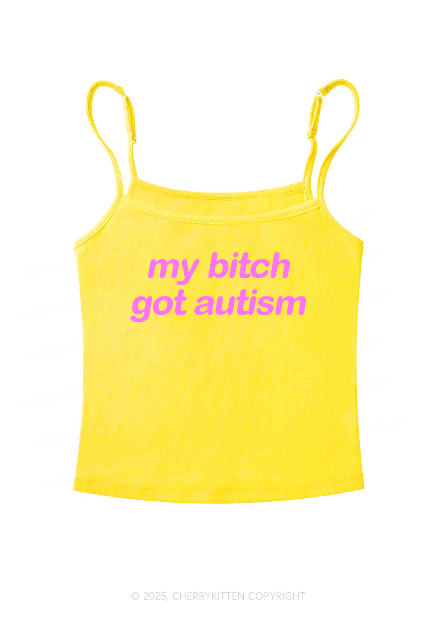 My Bxxch Got Autism Y2K Spaghetti Strap Cami Cherrykitten