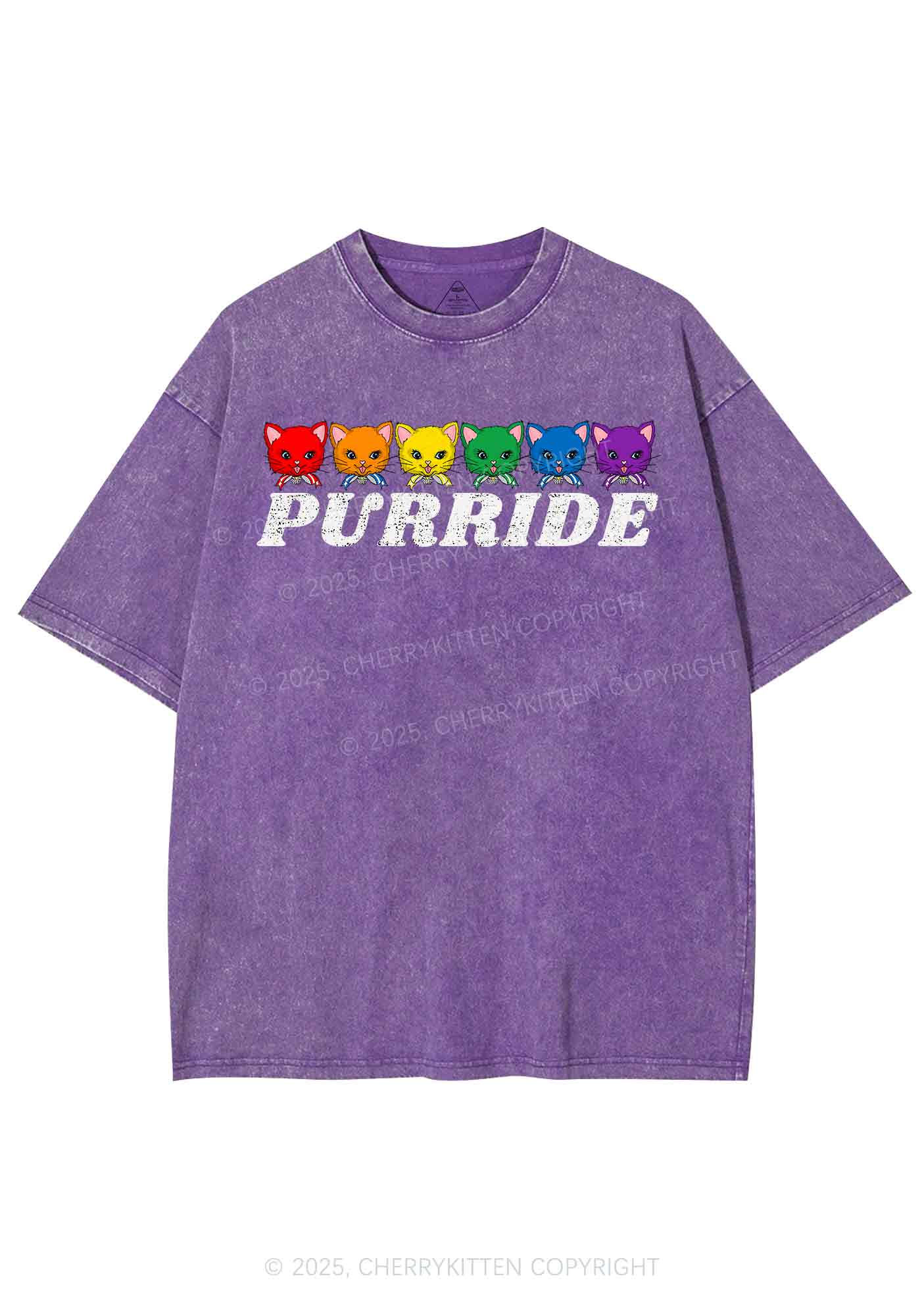 Purride Cat Pride Y2K Shirts Washed Tee Cherrykitten