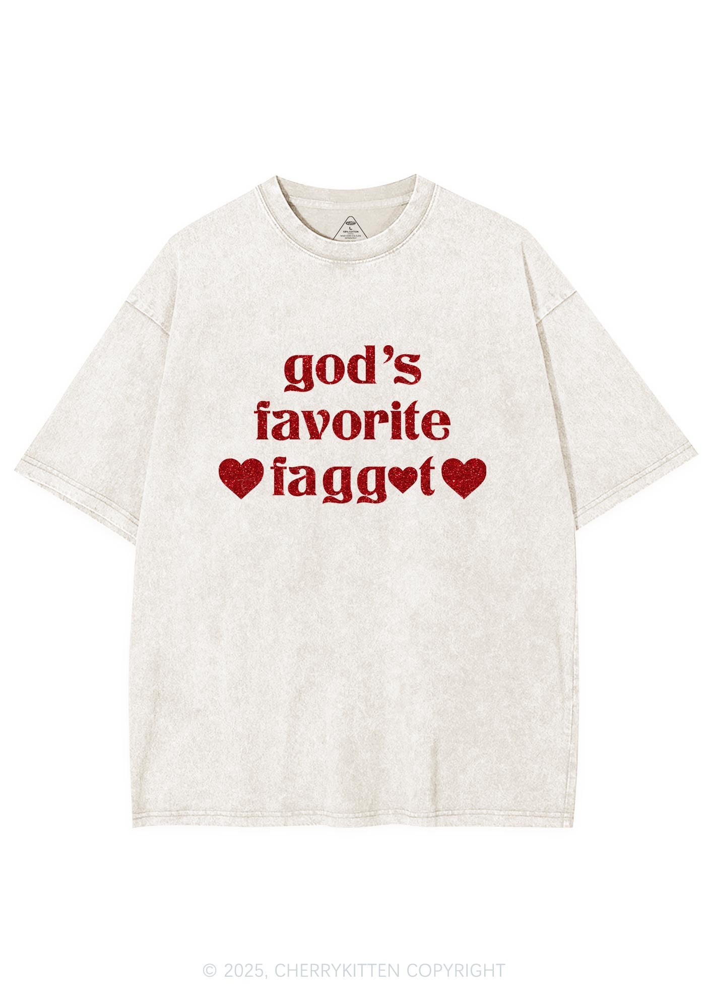 Glitter Gods Favorite Faggot Pride Y2K Shirts Washed Tee Cherrykitten