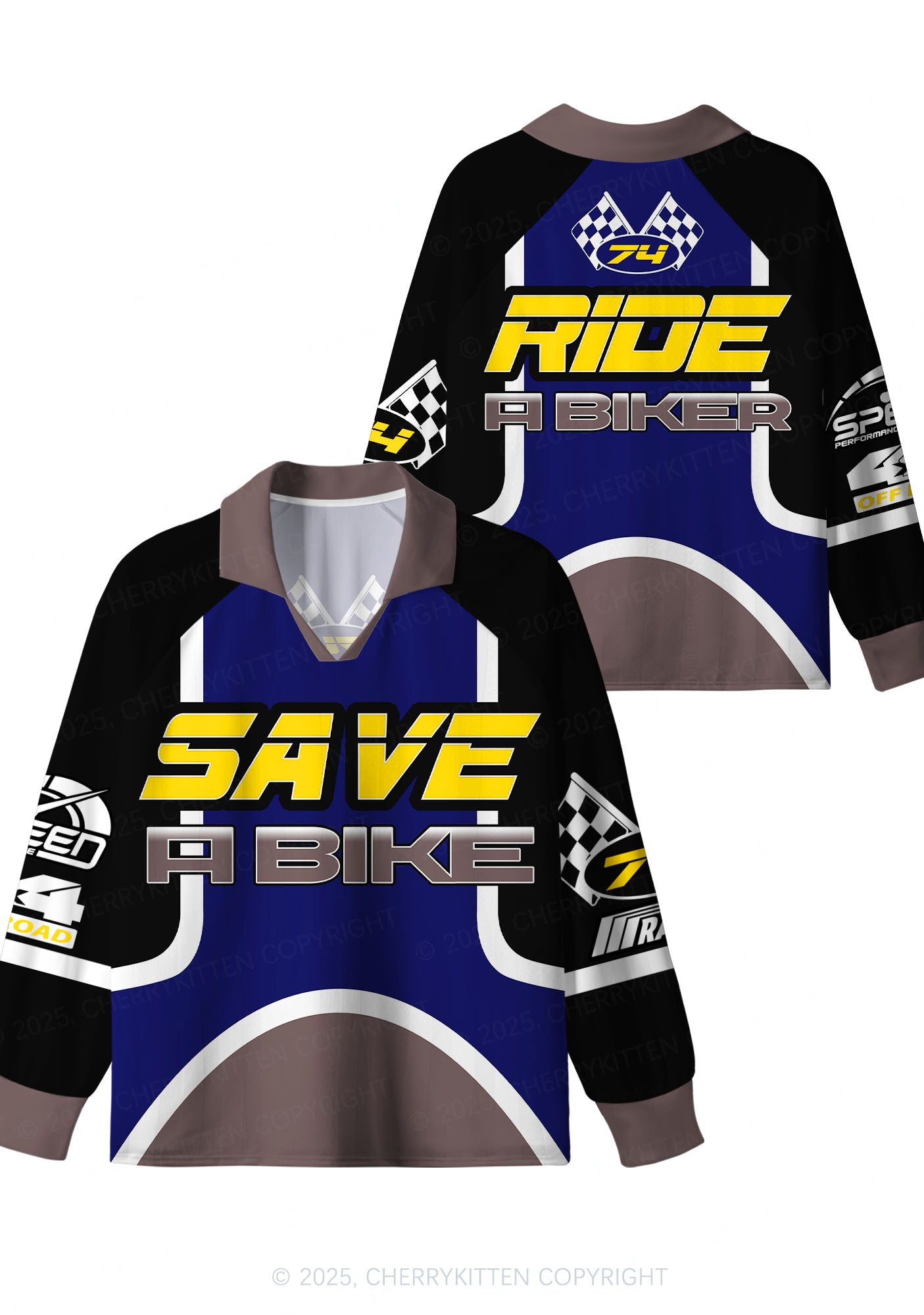 Custom Save A Bike Y2K Sport Long Sleeve Jersey Shirts Cherrykitten