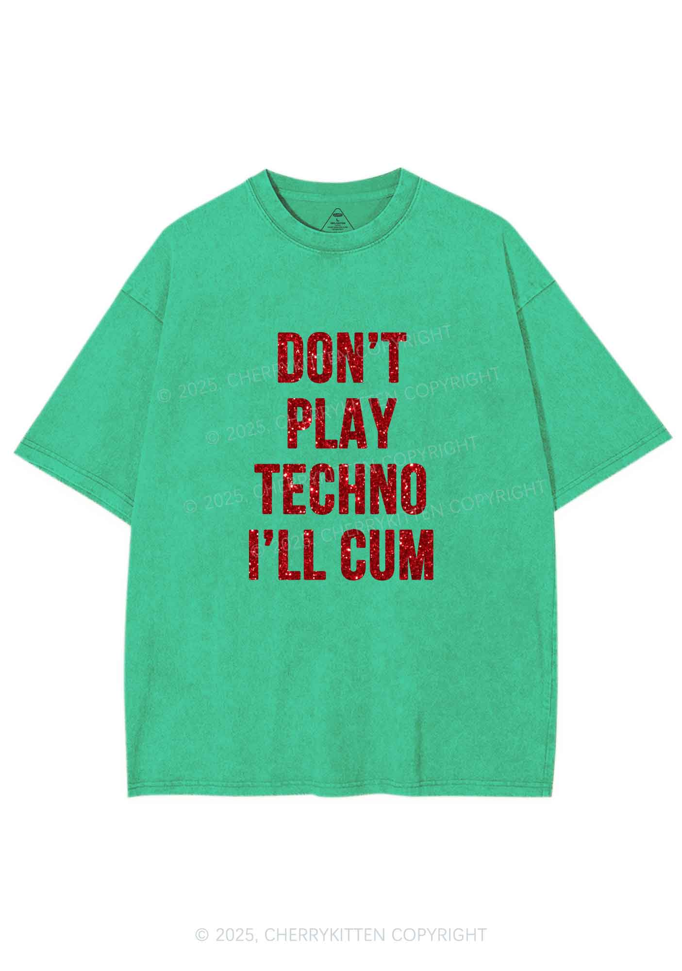 Glitter Dont Play Techno Y2K Shirts Washed Tee Cherrykitten