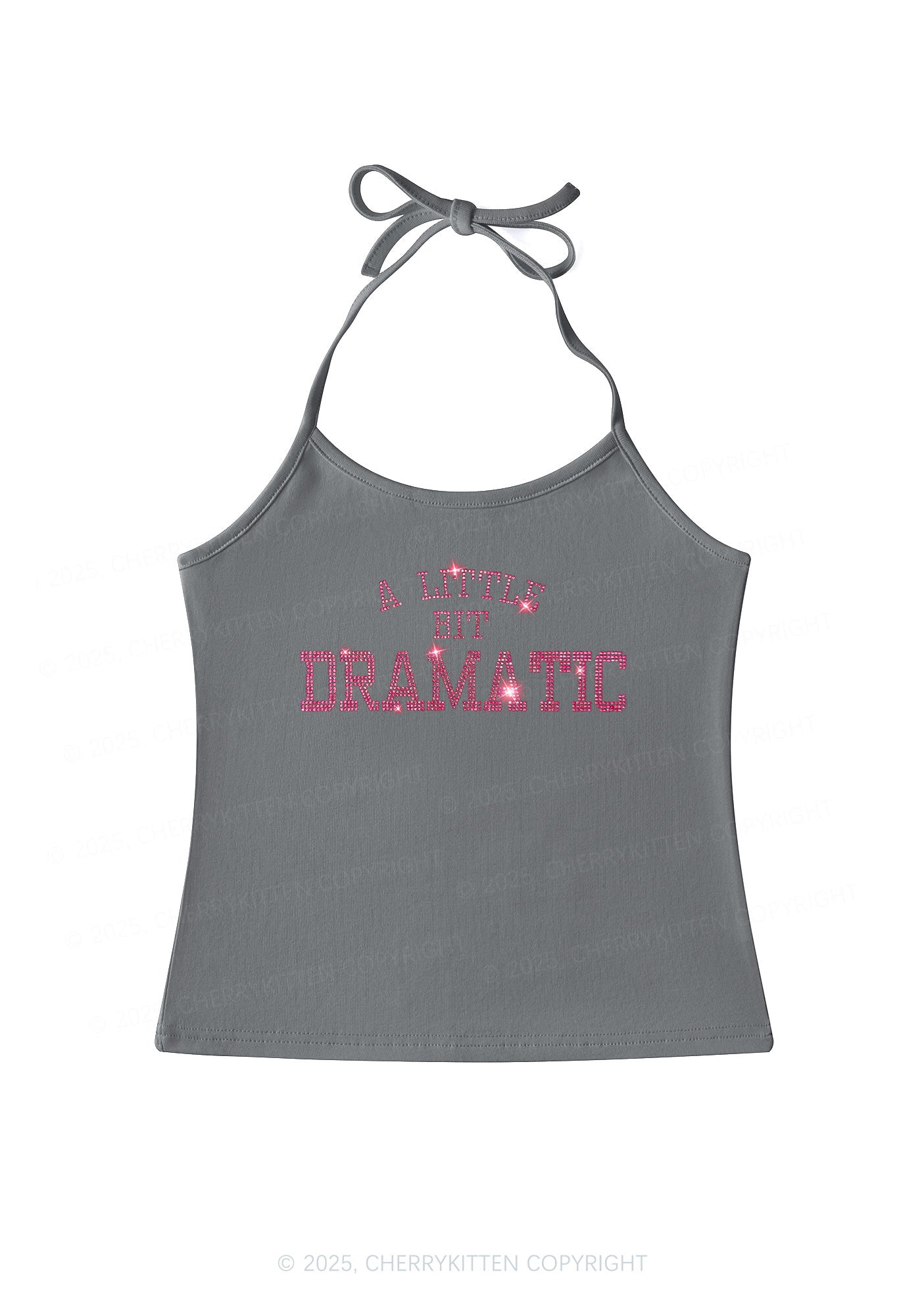 Rhinestone A Little Bit Dramatic Y2K Halter Neck Cami Cherrykitten