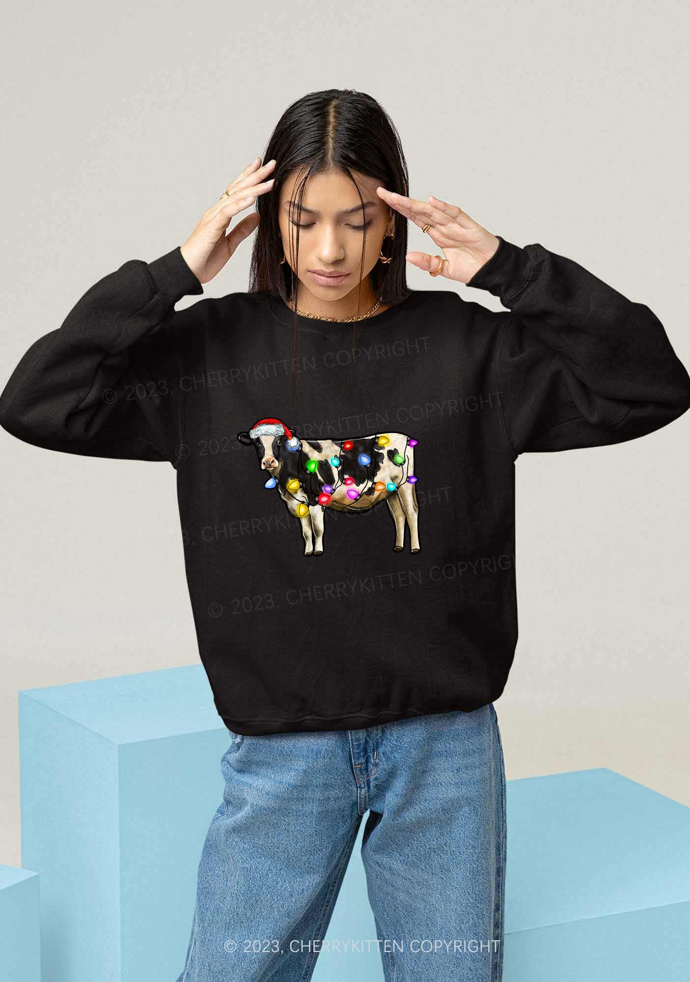 Christmas Cow Y2K Sweatshirt Cherrykitten