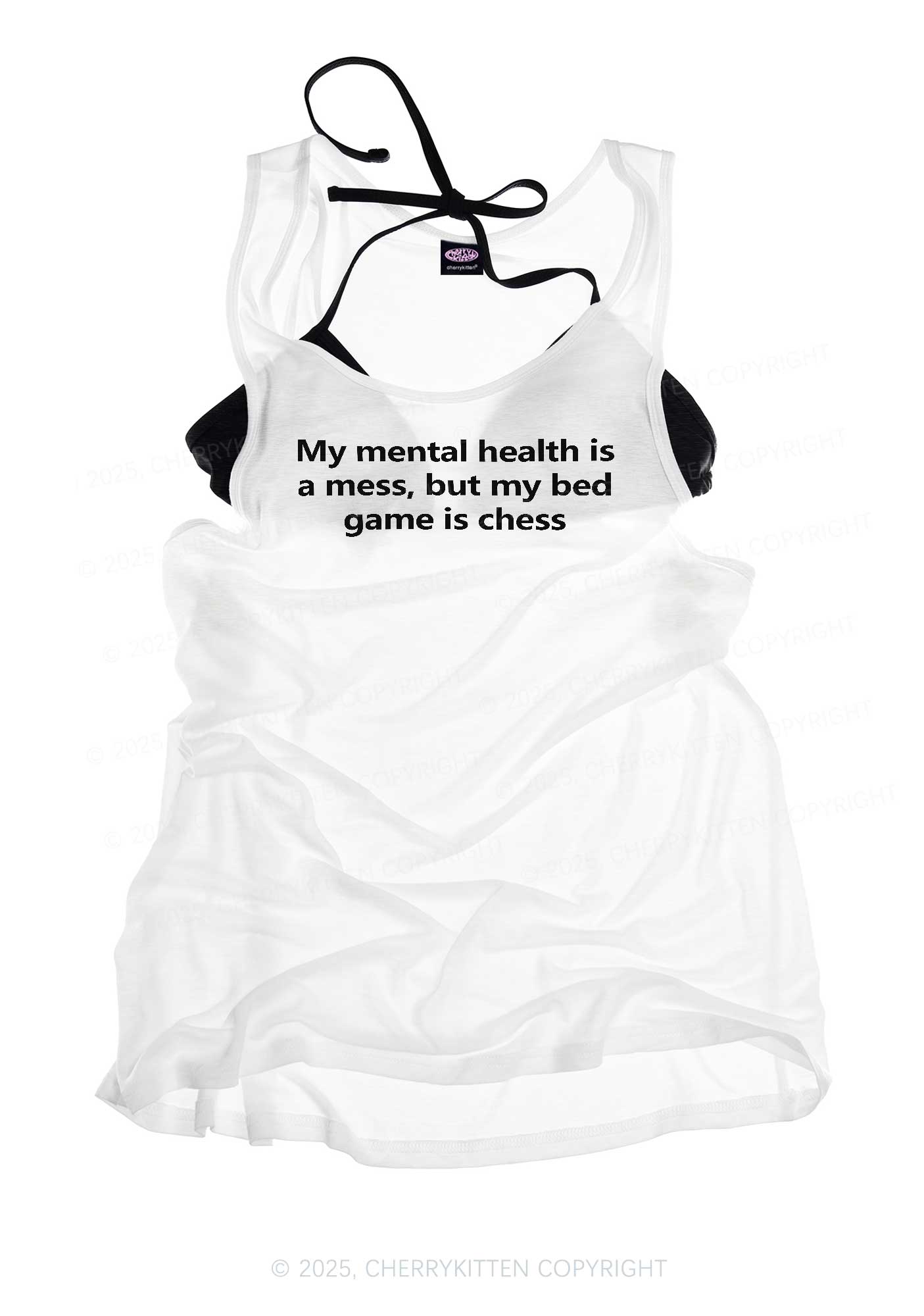 My Mental Health Is Mess Y2K Sheer Boyfriend Tank Cherrykitten