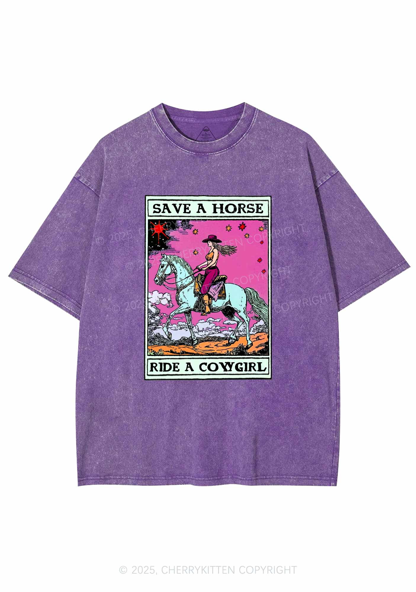 Save Horse Ride Cowgirl Pride Y2K Shirts Washed Tee Cherrykitten