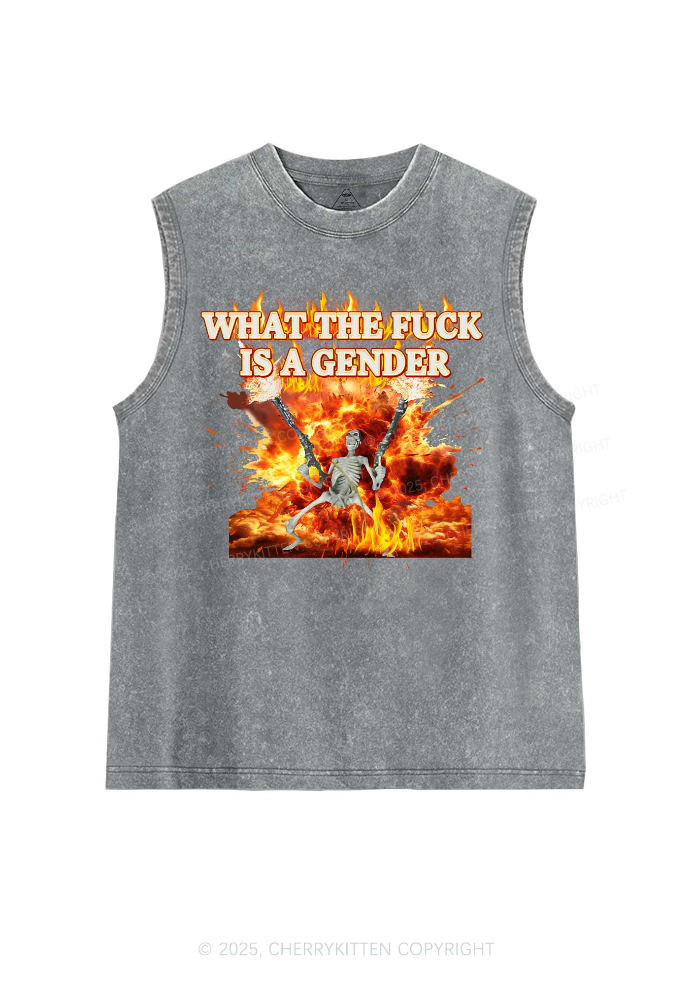 Skeleton Gender Y2K Washed Muscle Tank Cherrykitten