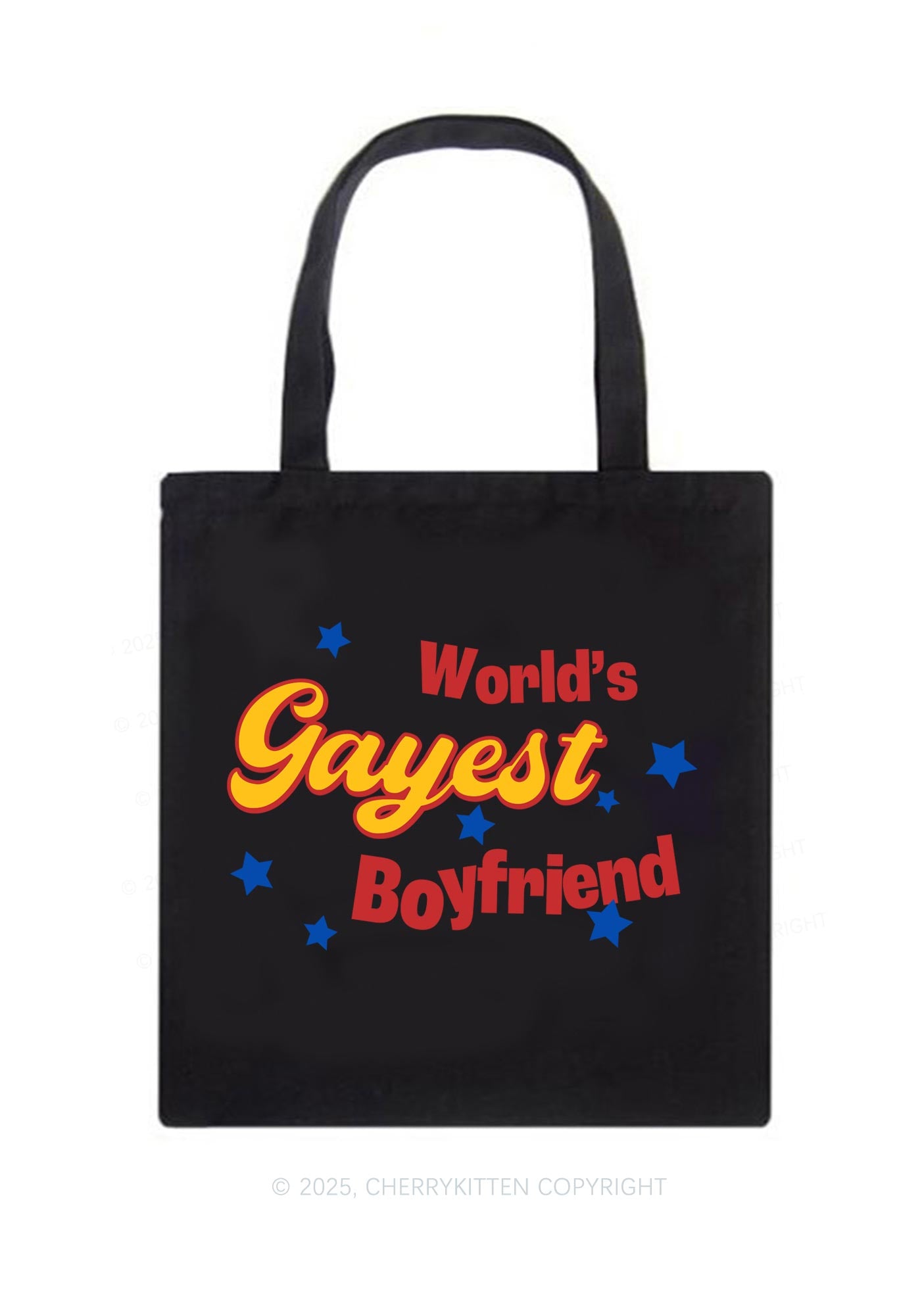Worlds Gayest Boyfriend Pride Y2K Canvas Tote Bag Cherrykitten
