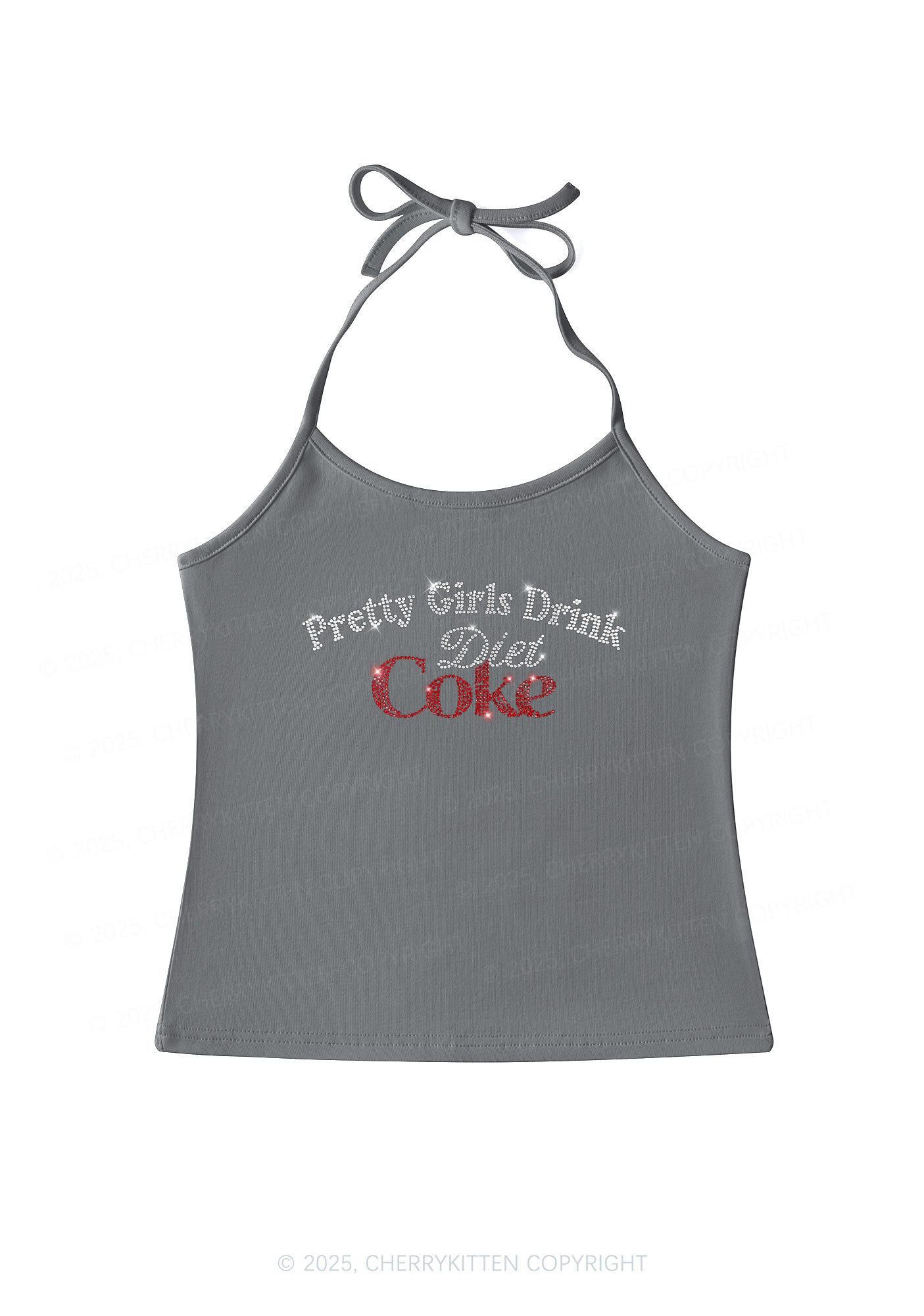 Rhinestone Pretty Girls Drink Diet Coke Y2K Halter Neck Cami Cherrykitten