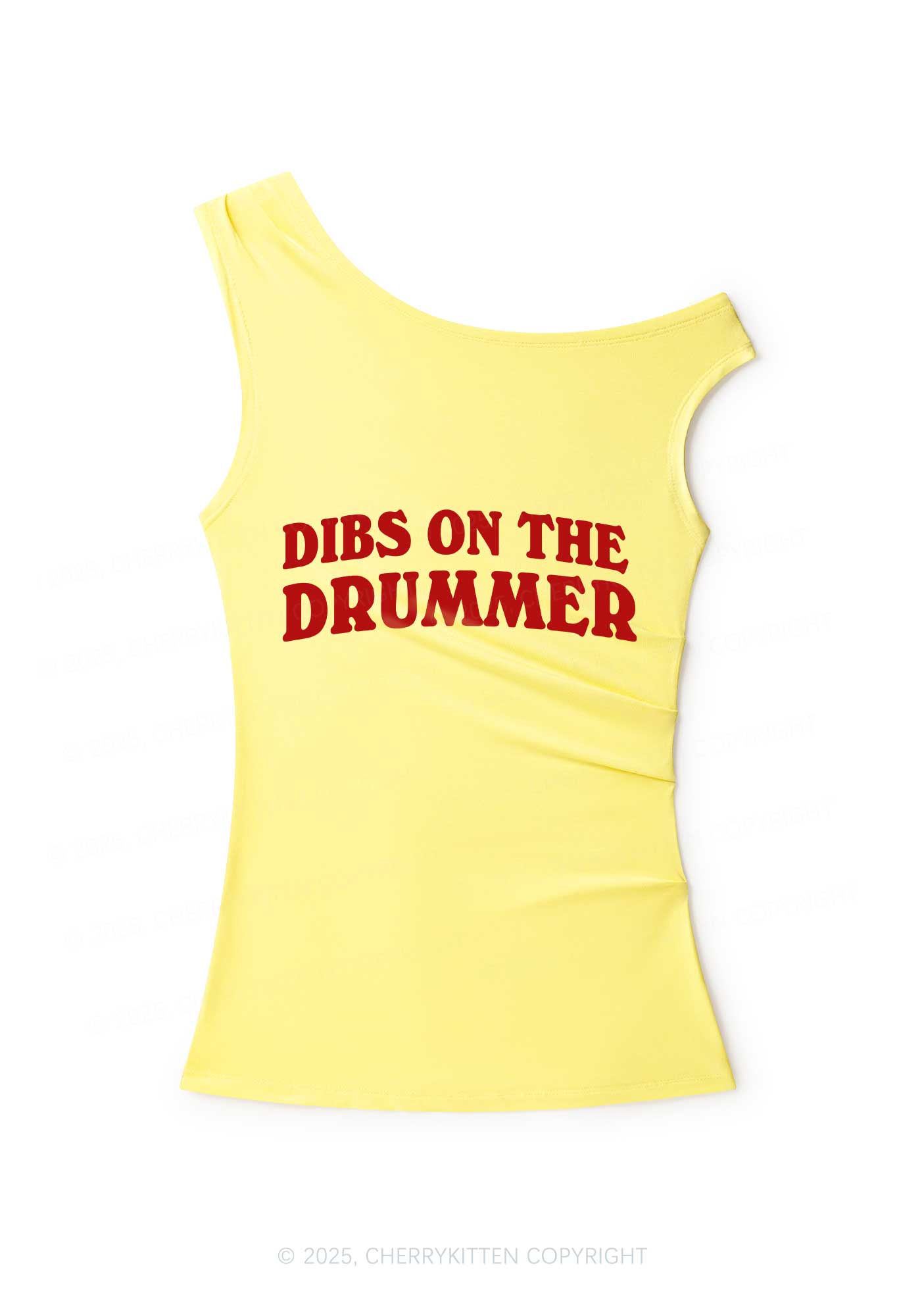 Dibs On The Drummer Y2K Off Shoulder Tank Top Cherrykitten